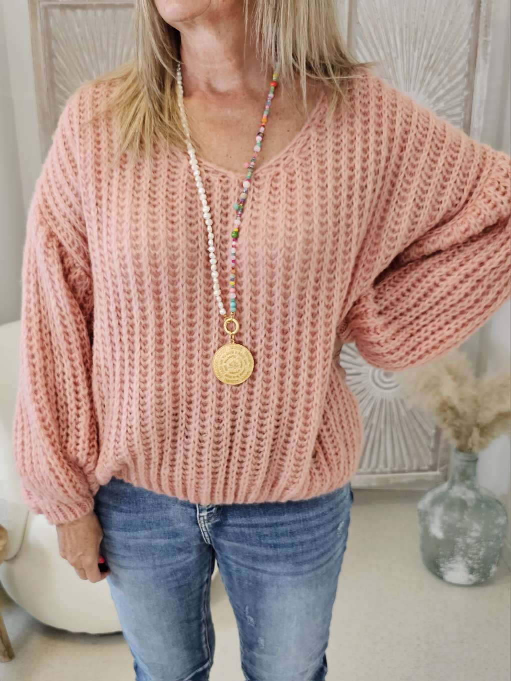 OVERSIZE KNIT SWEATER MALENA KORALLE Strickpullover Pullover 34-42/44 Made in Italy OVERSIZE KNIT SWEATER MALENA KORALLE Strickpullover Pullover 34-42/44 Made in Italy