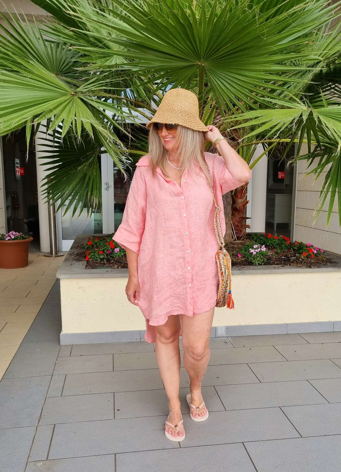 LINEN TUNIKA AREZZO LONG KORALLE Leinen Bluse Kleid Made in Italy 34-42 Longbluse LINEN TUNIKA AREZZO LONG KORALLE Leinen Bluse Kleid Made in Italy 34-42 Longbluse