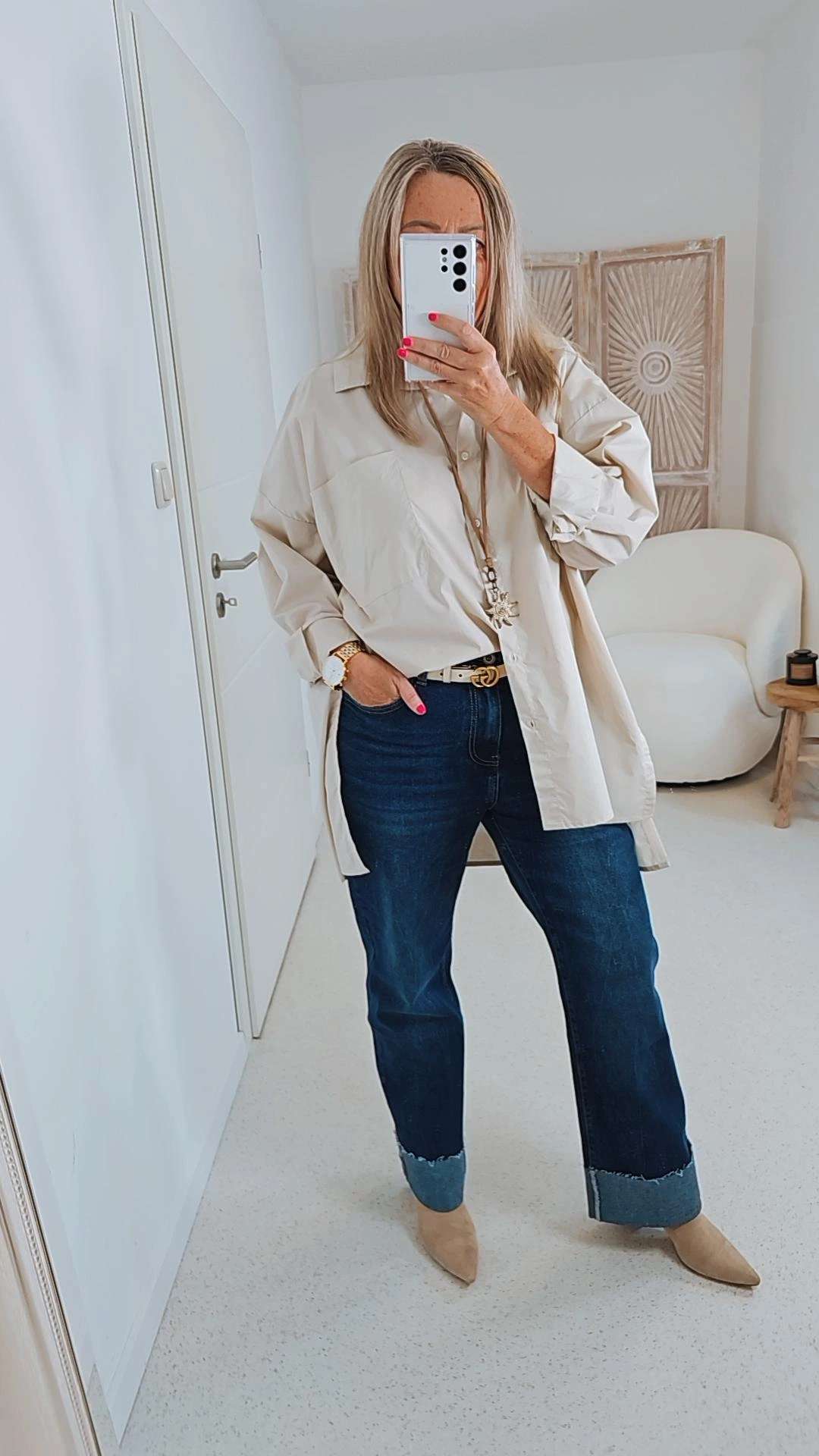 OVERSIZE BLUSE KARINA BEIGE 34-42/44 Made in Italy Longbluse Kleid Damen Basic OVERSIZE BLUSE KARINA BEIGE 34-42/44 Made in Italy Longbluse Kleid Damen Basic