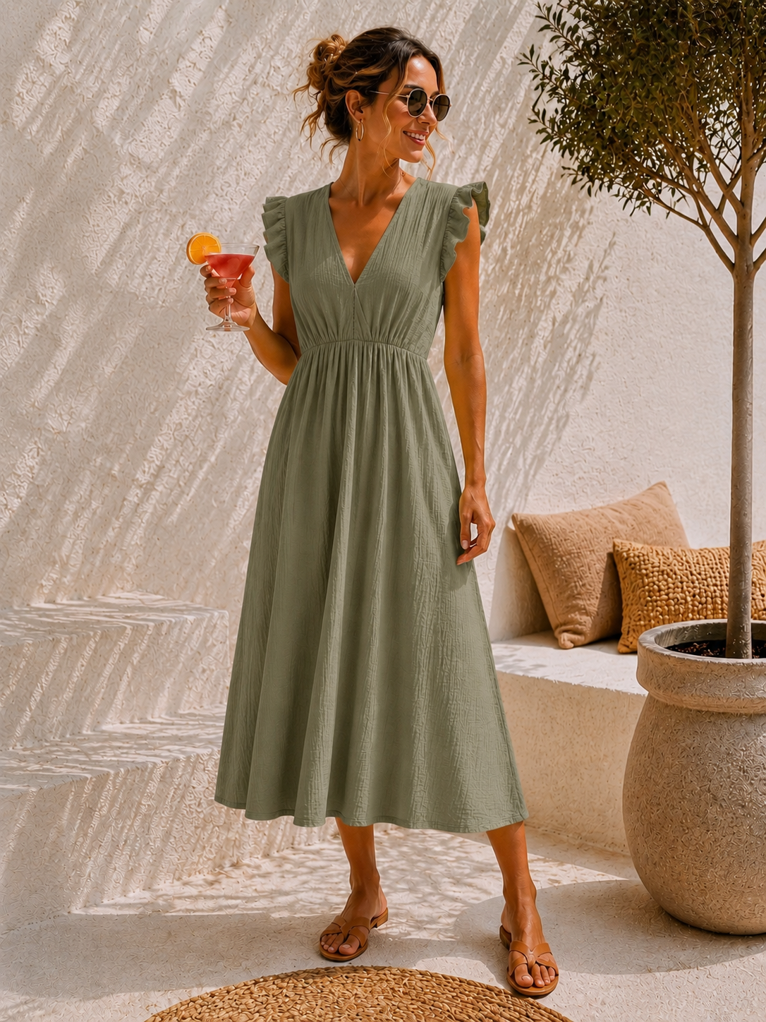 MUSSELIN KlEID ZOE BIANCO MIA 34 - 42 Made in Italy ärmellos Rüsche