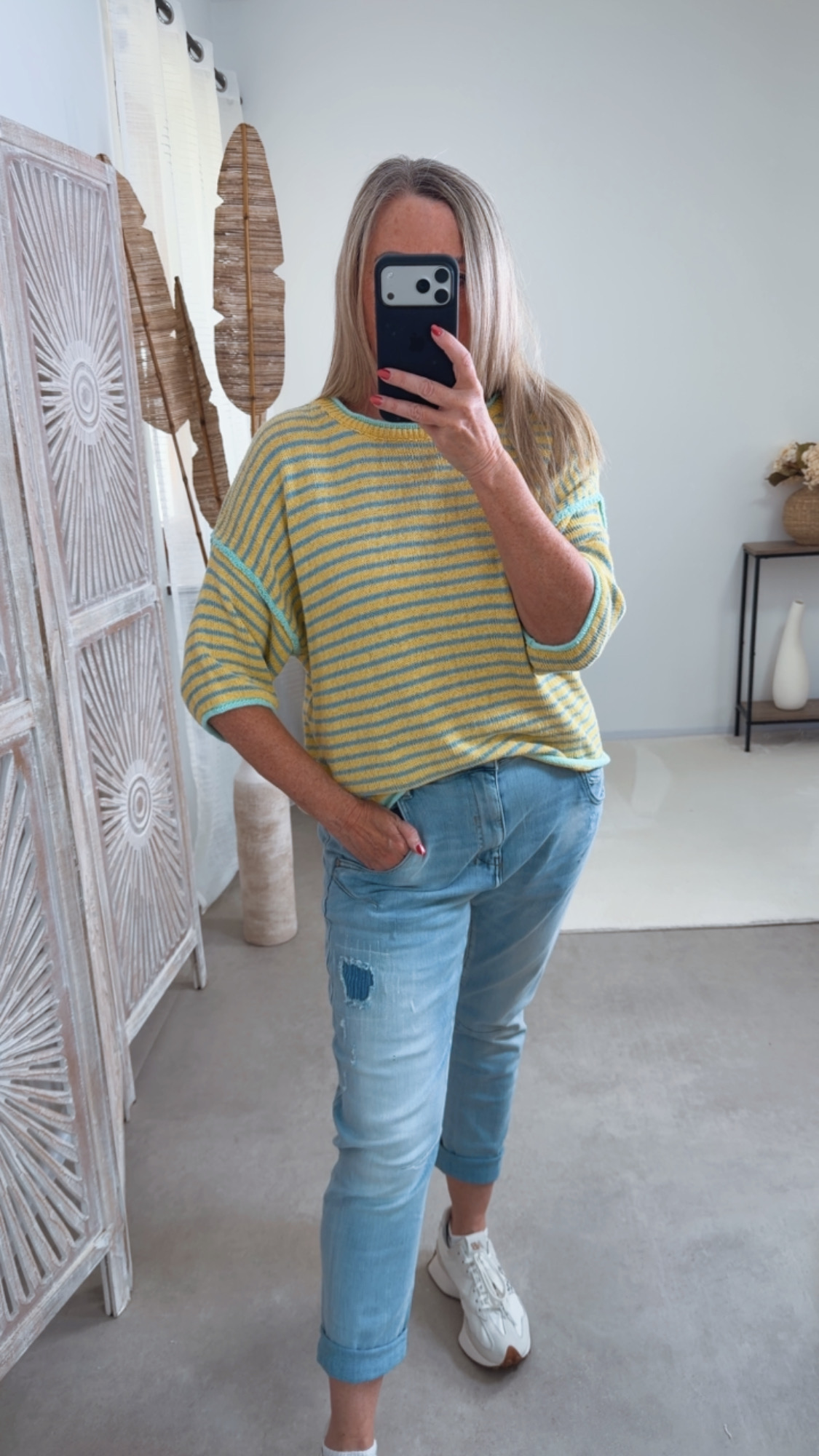 Strickshirt Salo Stripes Made in Italy 34-42 Kurzarm Pullover