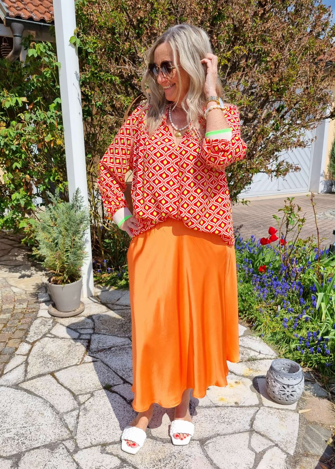 EDLER SATIN SKIRT SABRINA ORANGE Silk Seiden Mix Rock Made in Italy 34-40/42 EDLER SATIN SKIRT SABRINA ORANGE Silk Seiden Mix Rock Made in Italy 34-40/42