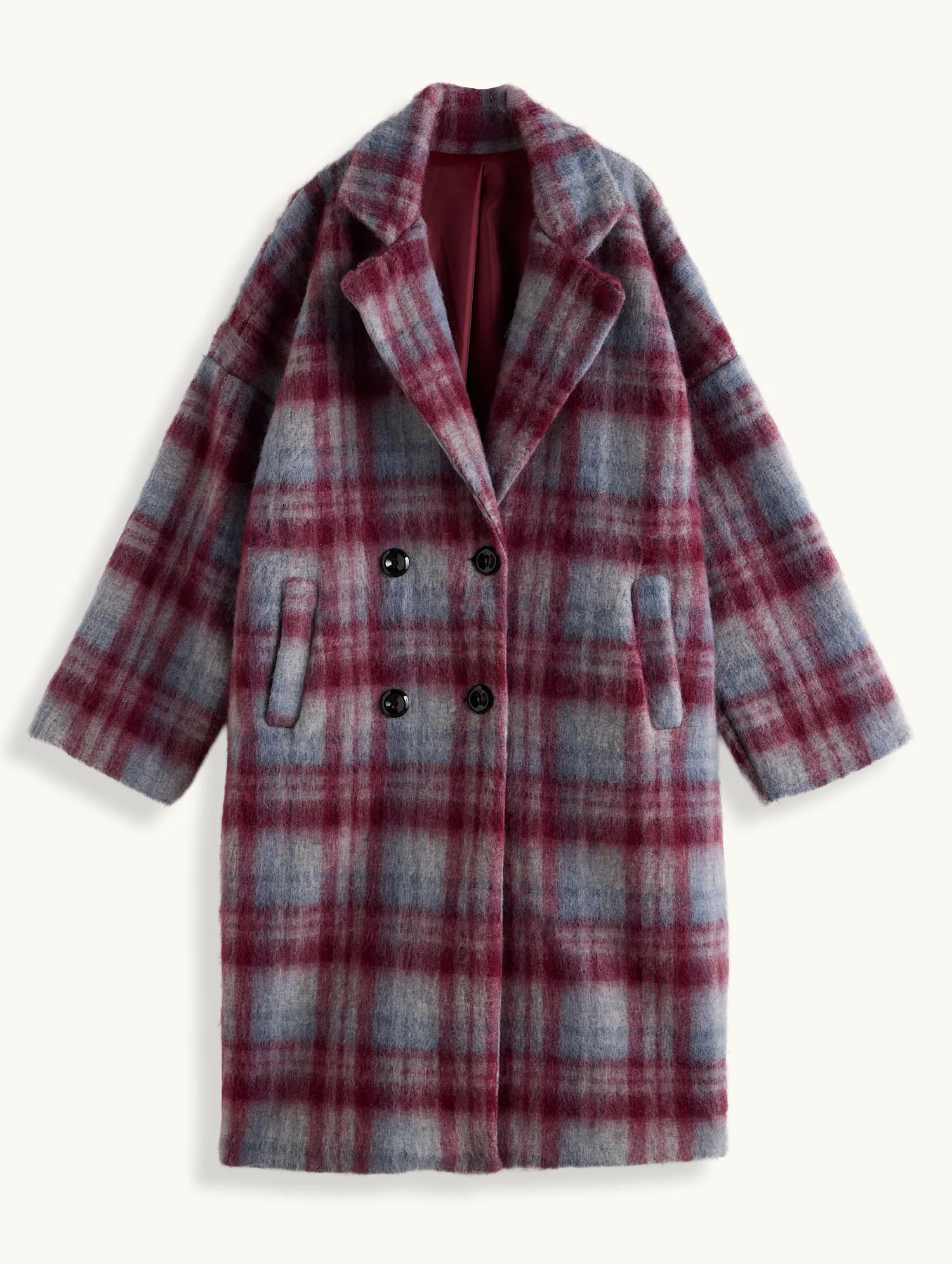 Oversize Karomantel MA0184 im kuscheligen Woll-Look  Made in Italy Gr 34-42
