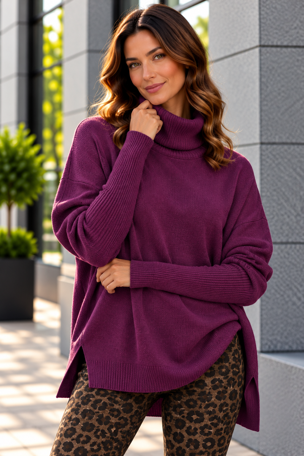 Oversize Rollkragen-Pullover Uni RP0164 I Made in Italy 34-44/46 Strick Pullover