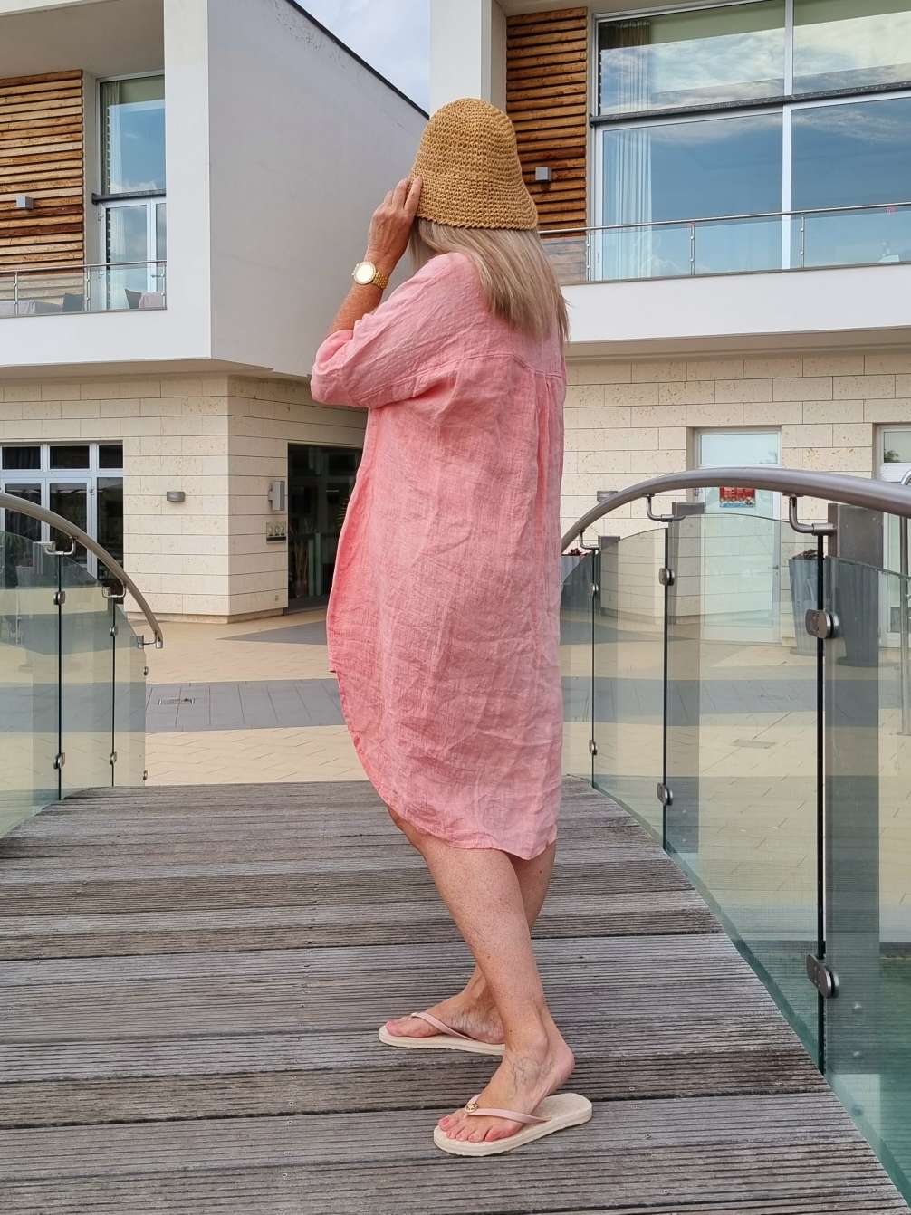 LINEN TUNIKA AREZZO LONG KORALLE Leinen Bluse Kleid Made in Italy 34-42 Longbluse LINEN TUNIKA AREZZO LONG KORALLE Leinen Bluse Kleid Made in Italy 34-42 Longbluse