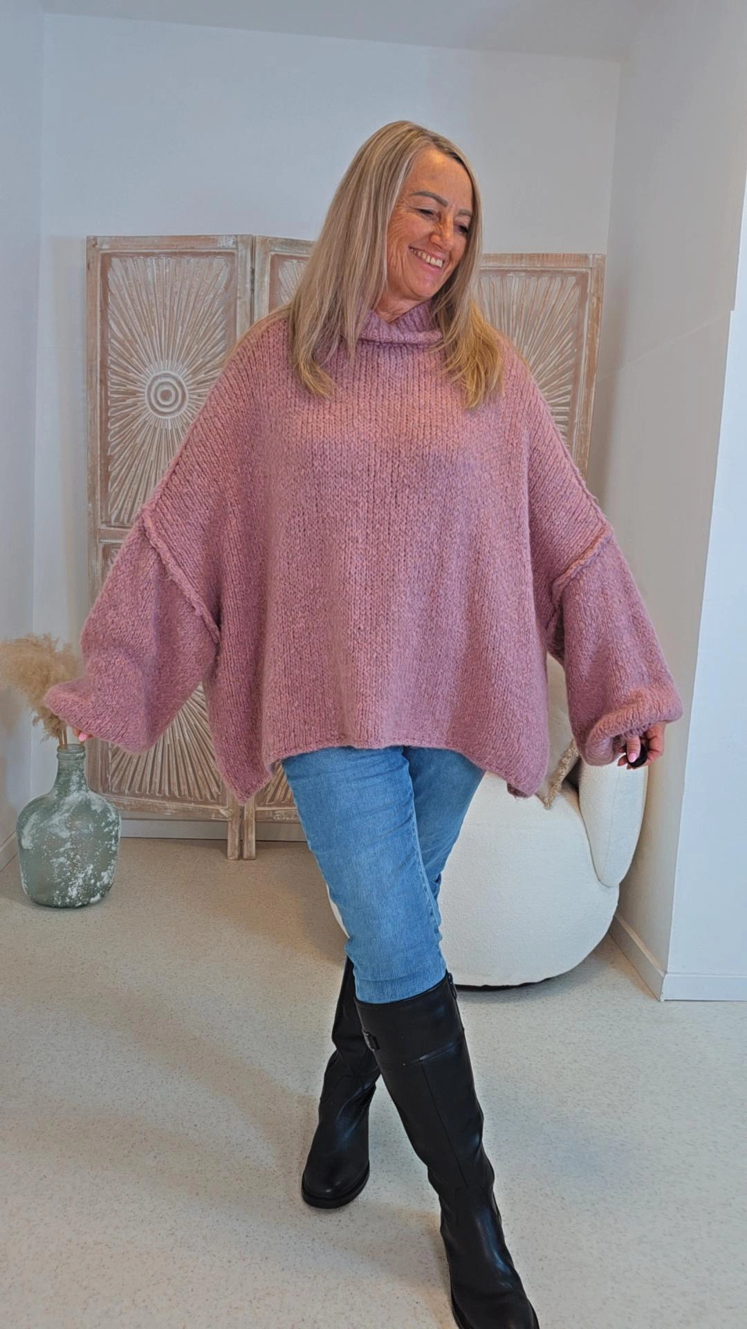 COZY KNIT SWEATER SCARLETT Made in Italy 34-48 OVERSIZE Pullover 