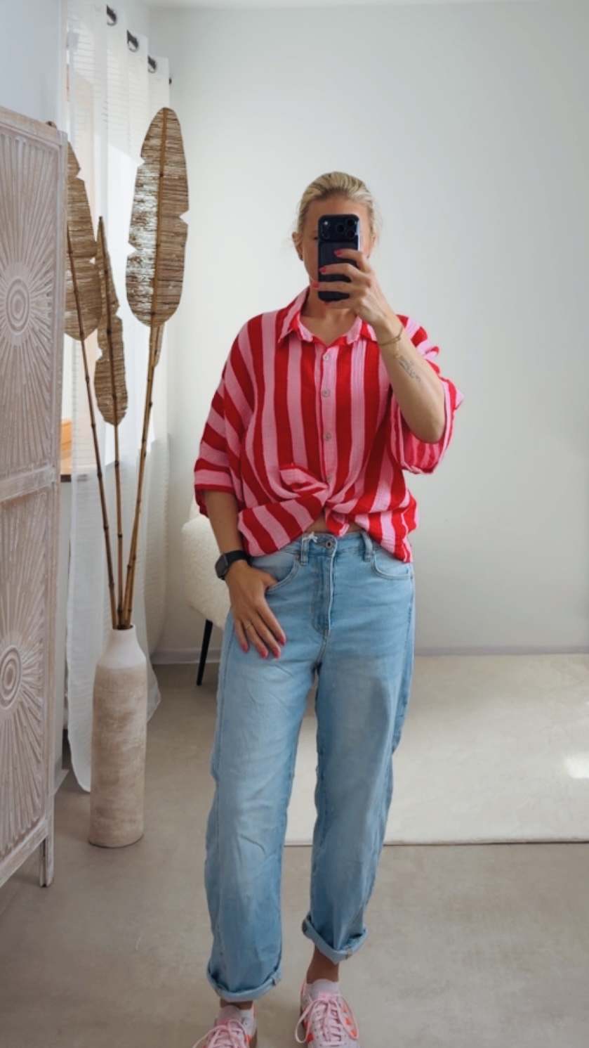 Musselinbluse Riva Blockstreifen Made in Italy 34-40/42