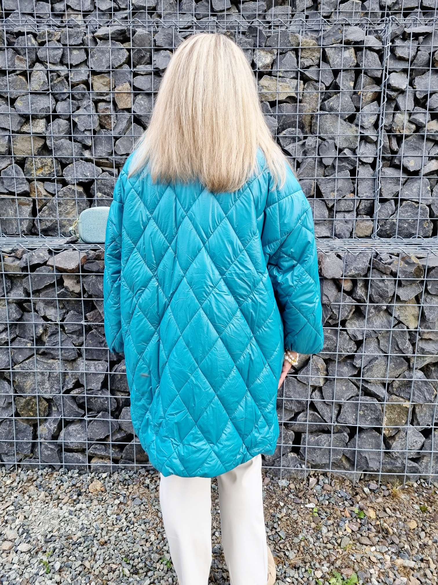 COAT NICOLETTA TÜRKIS Oversize Steppjacke lange Jacke Mantel Italy Style versch. Größen COAT NICOLETTA TÜRKIS Oversize Steppjacke lange Jacke Mantel Italy Style versch. Größen