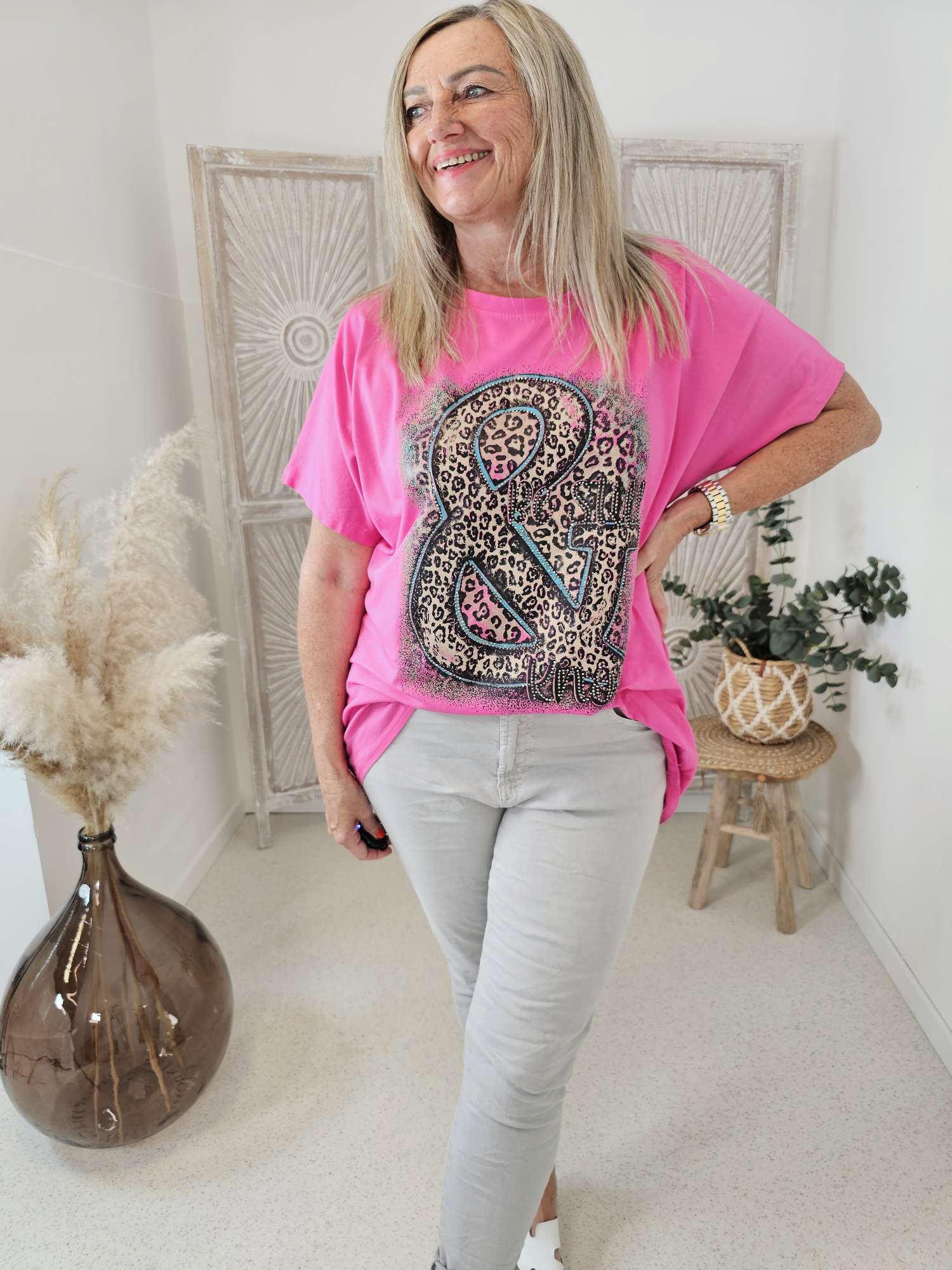 BASIC SHIRT GLAMOUR LEO  Trend Made in Italy  36 - 42 