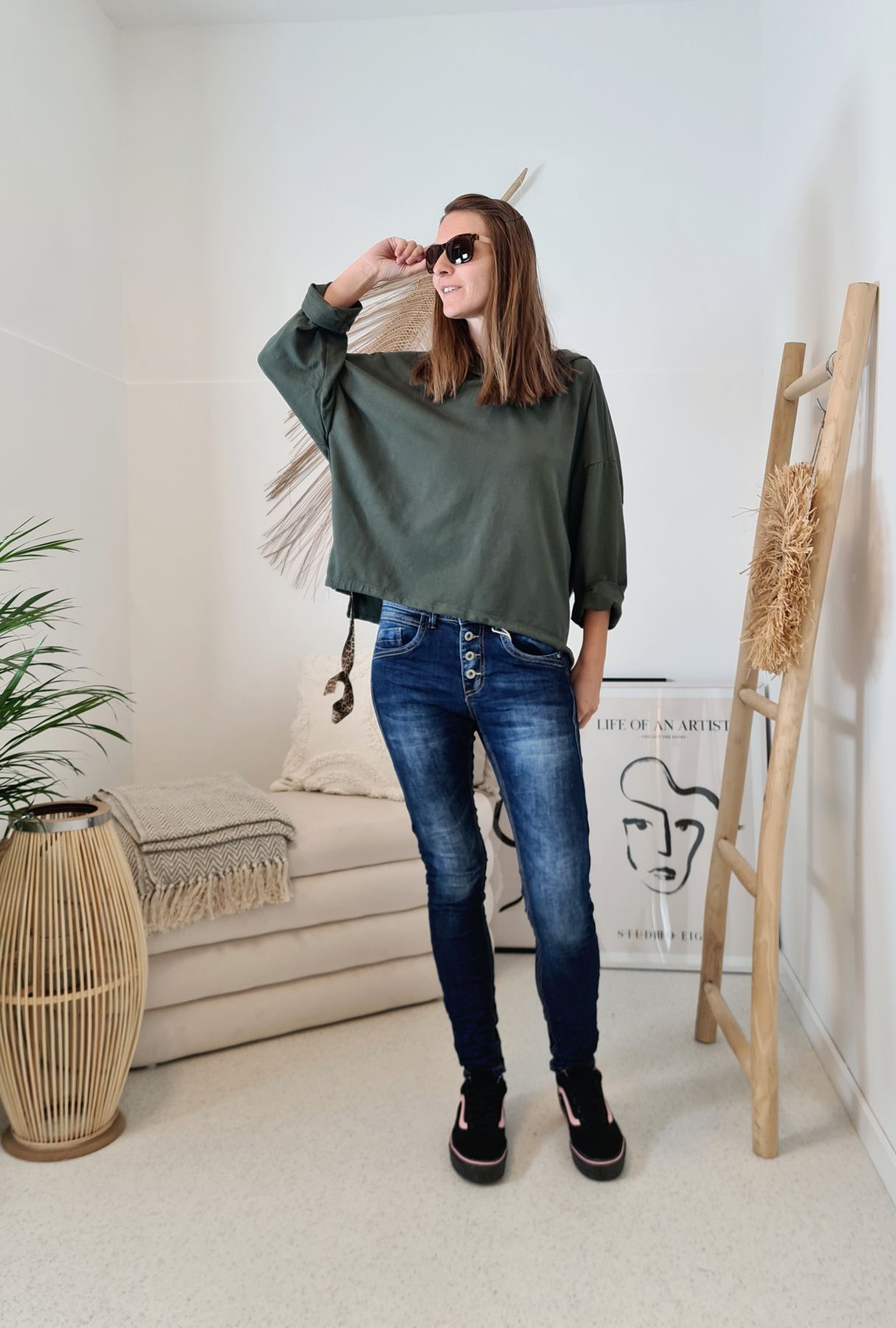 HOODIE NAOMI KHAKI Sweater Kapuze Made in Italy 34-42 Longsleeve Pullover LEO Leopard HOODIE NAOMI KHAKI Sweater Kapuze Made in Italy 34-42 Longsleeve Pullover LEO Leopard