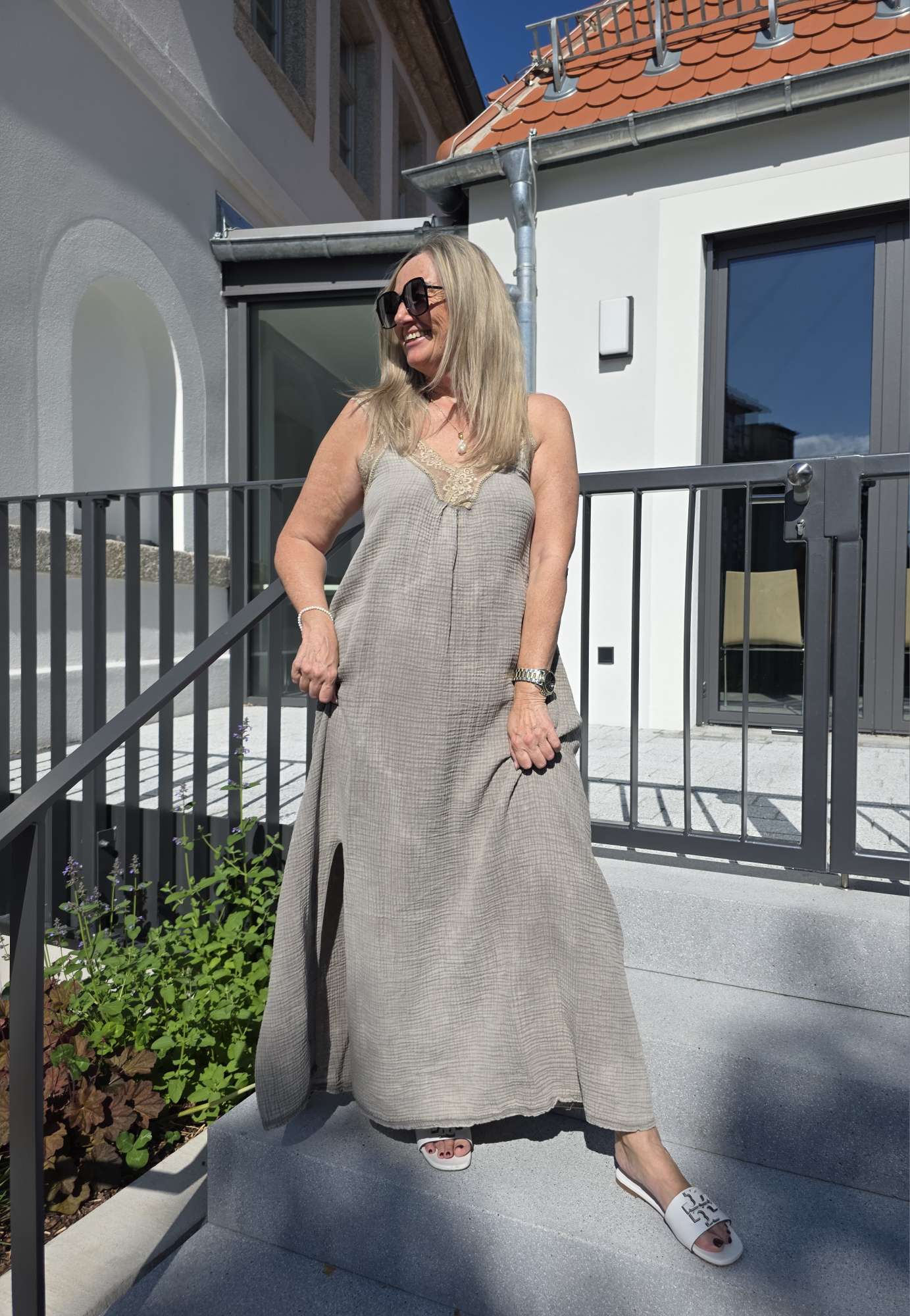 MUSSELIN LACE DRESS BAMBOO Spitzenkleid Made in Italy  34-42/44