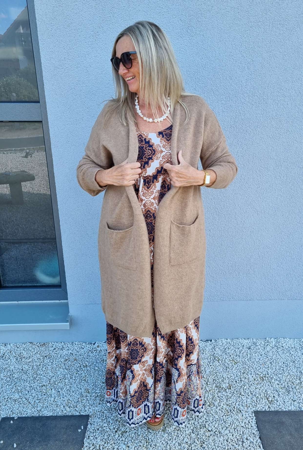 EDLER KNIT CARDIGAN TEODORA CAMEL Strick Jacke Mantel 34-42 Made in Italy EDLER KNIT CARDIGAN TEODORA CAMEL Strick Jacke Mantel 34-42 Made in Italy