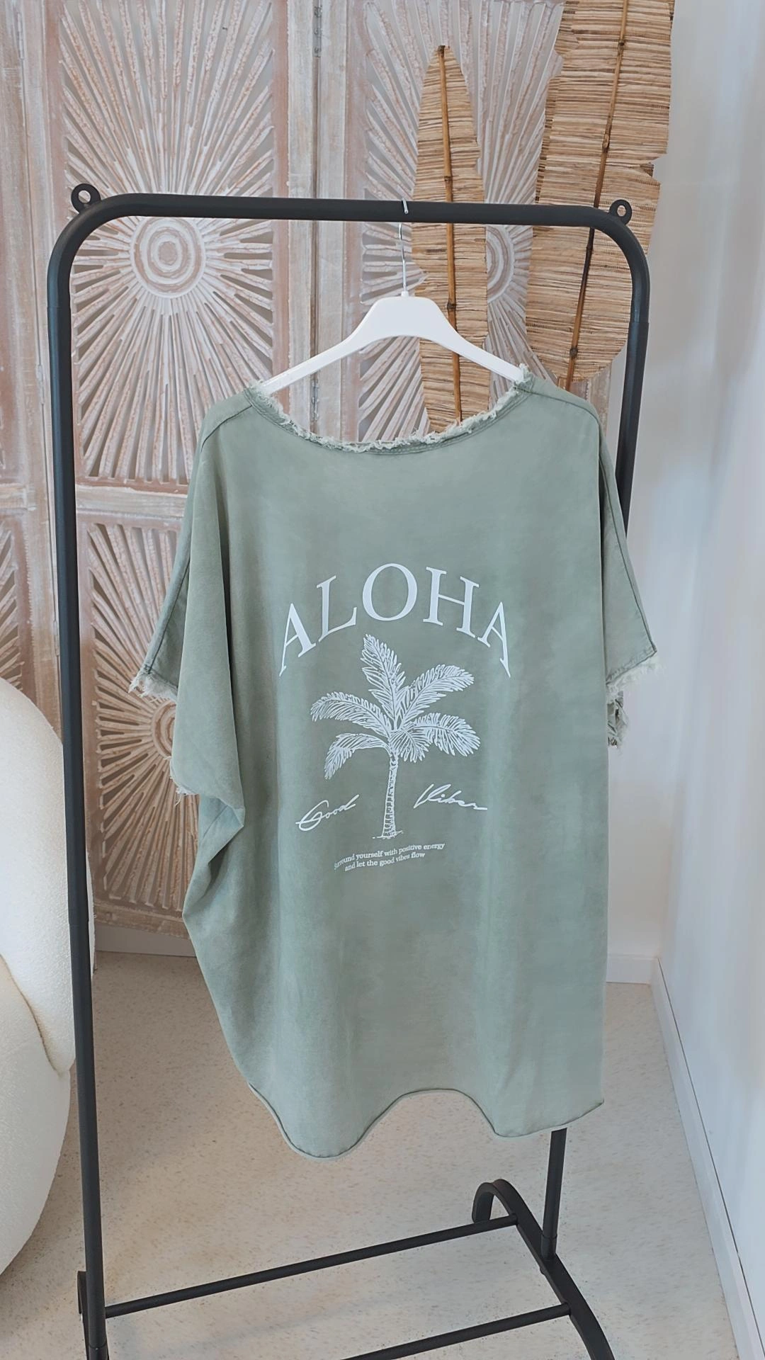 BASIC SHIRT ALOHA PALMS STONEWASHED VOKUHILA Made in Italy 34-44/46