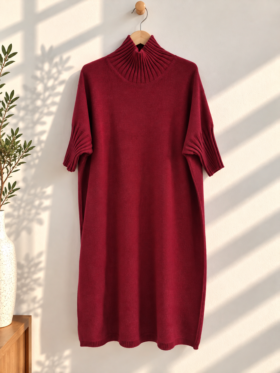 Strickkleid mit Stehkragen Uni SK0018 I Made in Italy 34-44