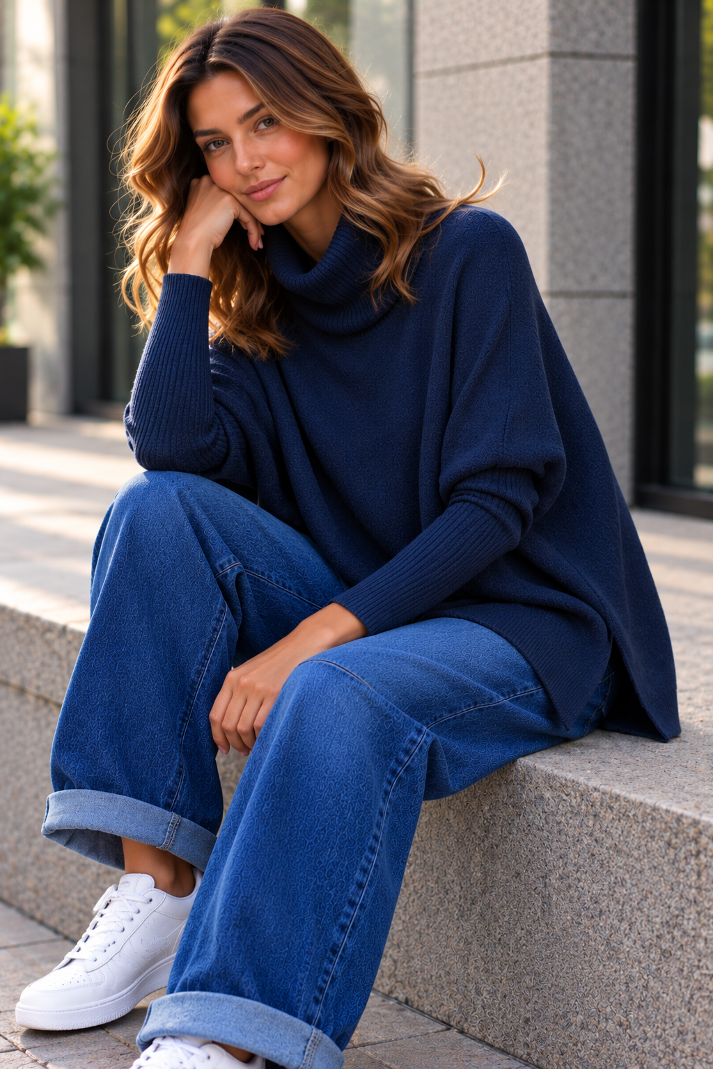 Oversize Rollkragen-Pullover Uni RP0164 I Made in Italy 34-44/46 Strick Pullover