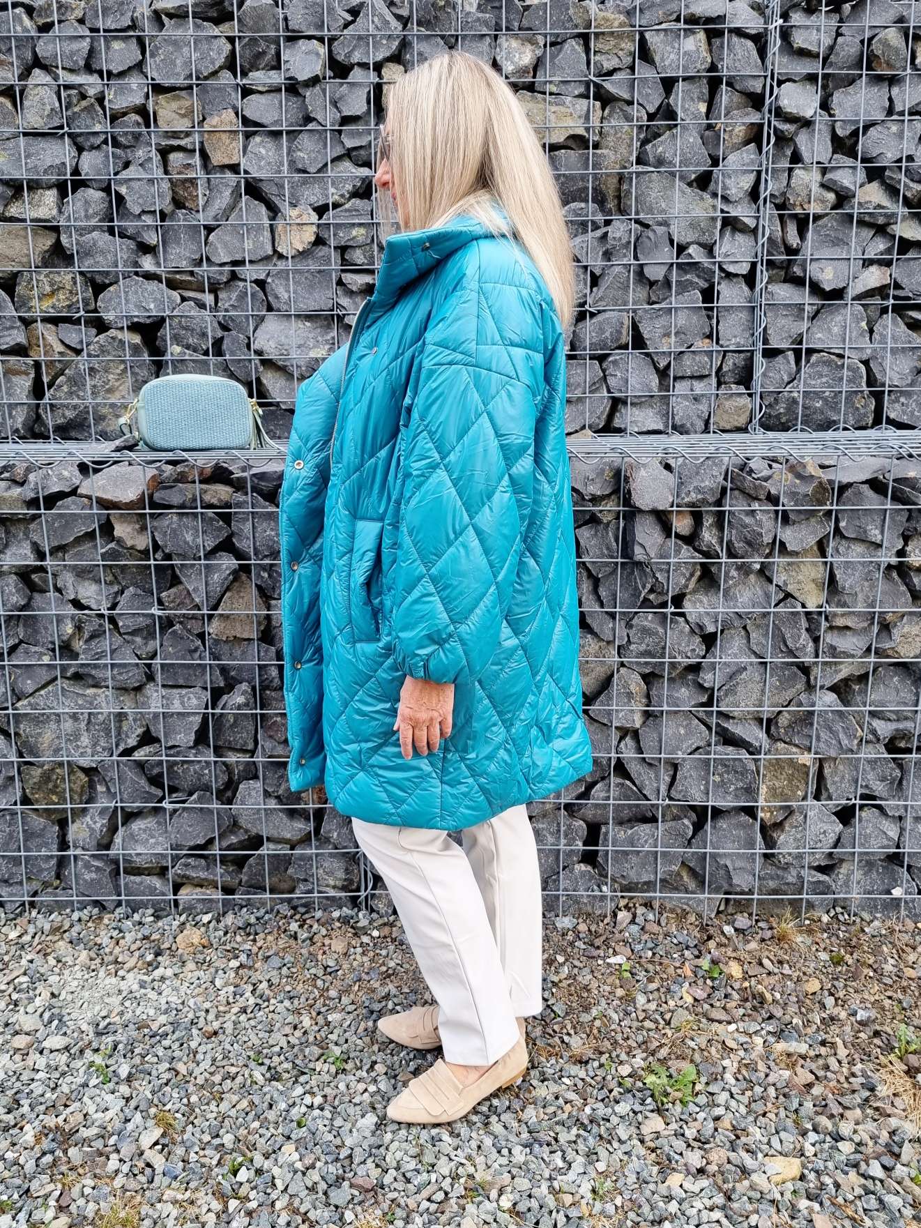 COAT NICOLETTA TÜRKIS Oversize Steppjacke lange Jacke Mantel Italy Style versch. Größen COAT NICOLETTA TÜRKIS Oversize Steppjacke lange Jacke Mantel Italy Style versch. Größen