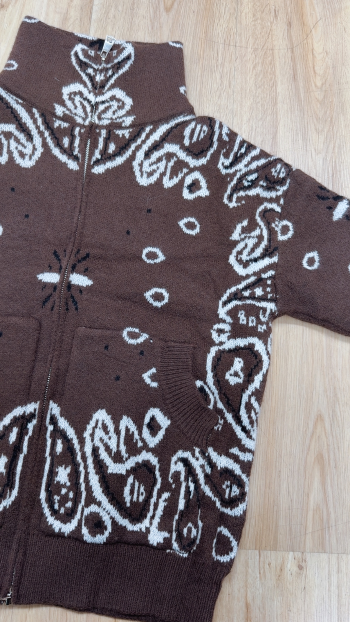 Zipper-Strickjacke mit Paisley-Muster SJ0165 I Made in Italy 34-40/42
