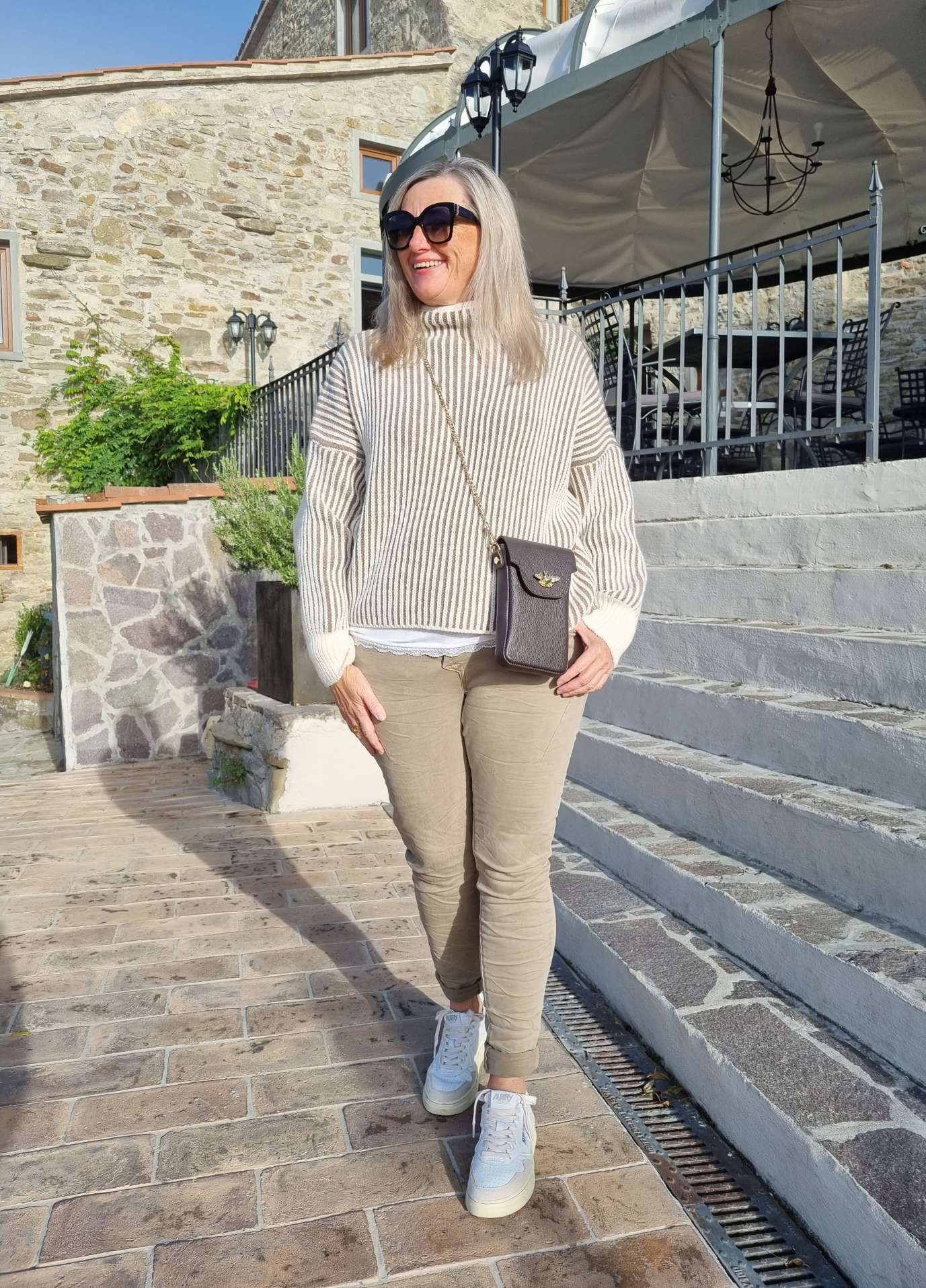 KNIT SWEATER MEGAN STRIPES BRAUN Strickpullover Pullover 34-40/42 Made in Italy versch. Farben KNIT SWEATER MEGAN STRIPES BRAUN Strickpullover Pullover 34-40/42 Made in Italy versch. Farben