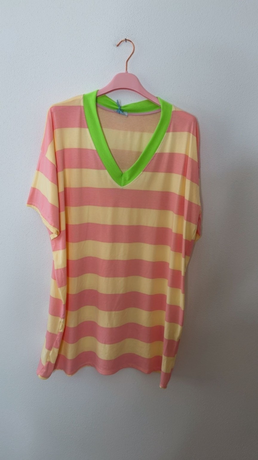Beach-T-Shirt-Kleid „Pula“ – Streifen-Look 🌴 Made in Italy • Größe 34 bis 44