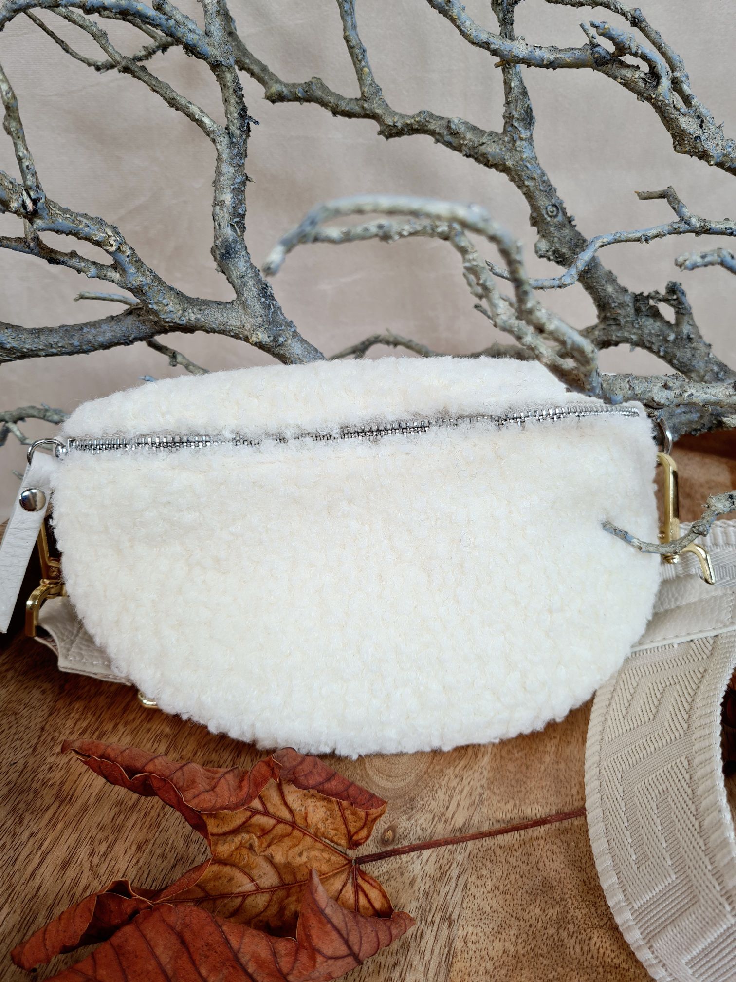 BAUCHTASCHE TEDDY S AURI CREME Umhängetasche mit Leder Made in Italy BAUCHTASCHE TEDDY S AURI CREME Umhängetasche mit Leder Made in Italy