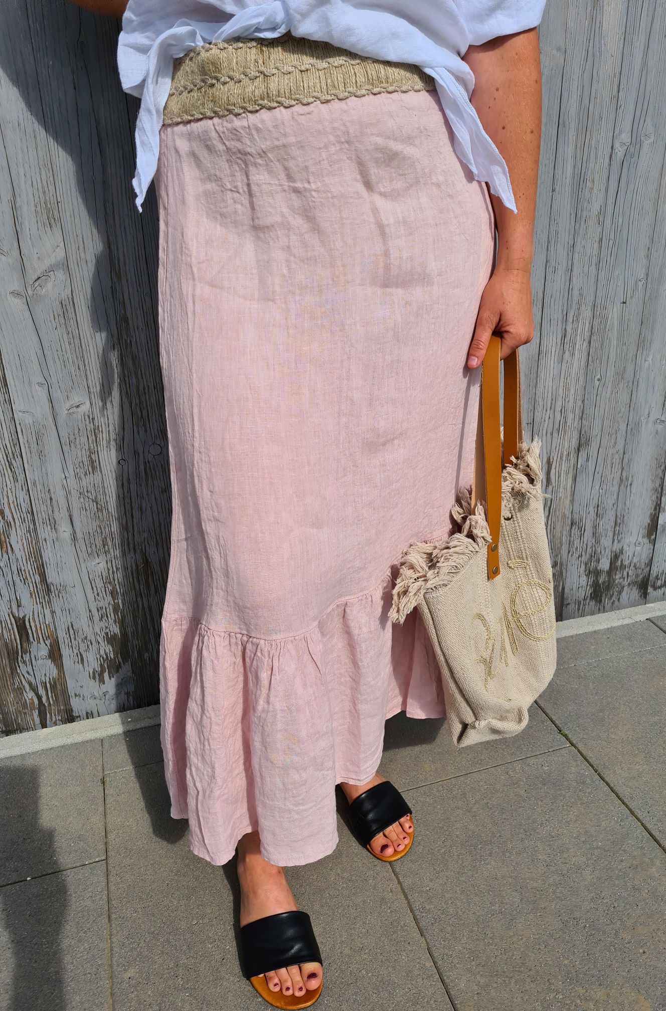 LINEN SKIRT KRISTIN ROSA 34-42 Made in Italy Leinen Midi Rock Bast Details LINEN SKIRT KRISTIN ROSA 34-42 Made in Italy Leinen Midi Rock Bast Details