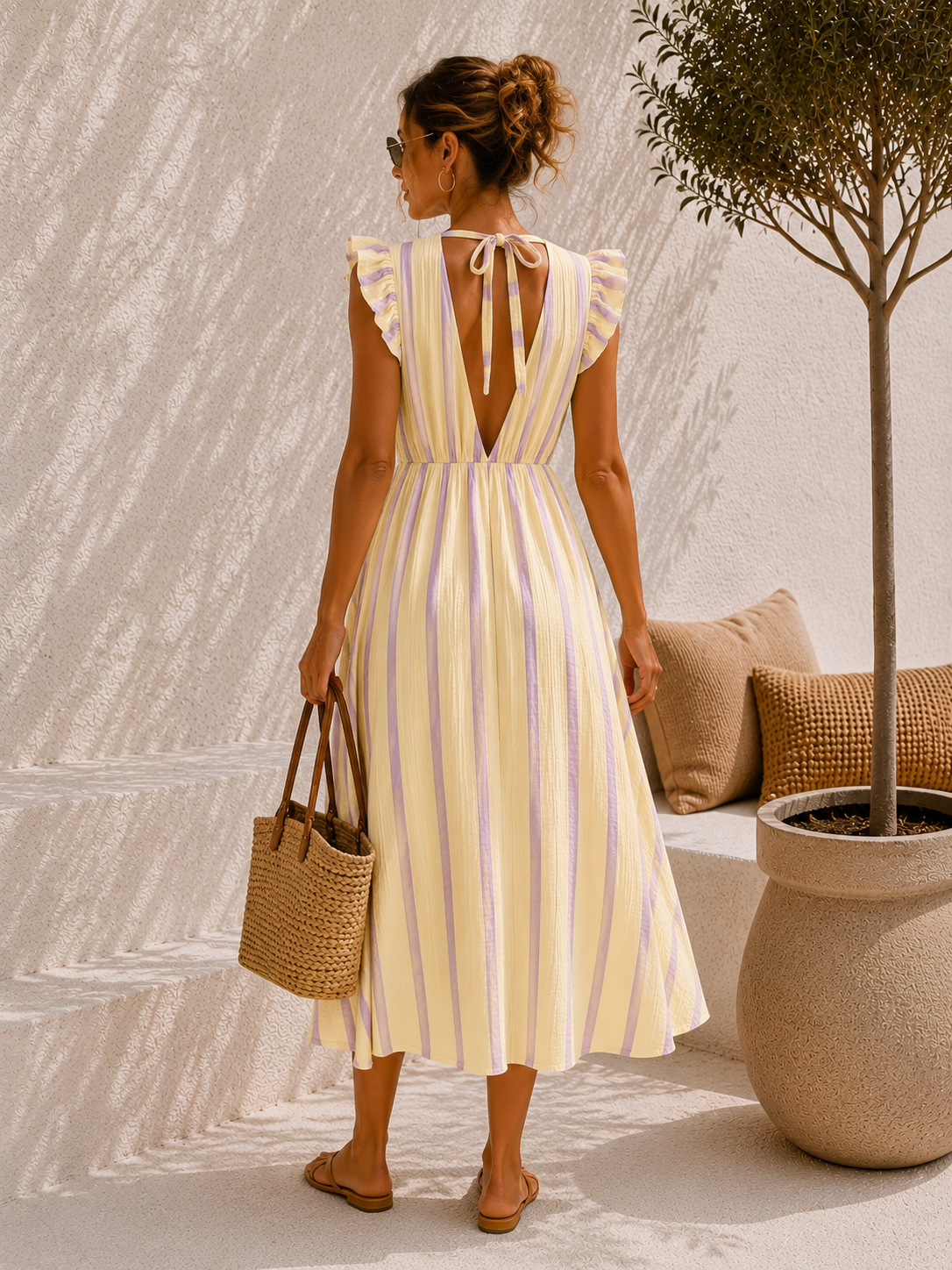 MUSSELIN KlEID ZOE BIANCO MIA 34 - 42 Made in Italy ärmellos Rüsche
