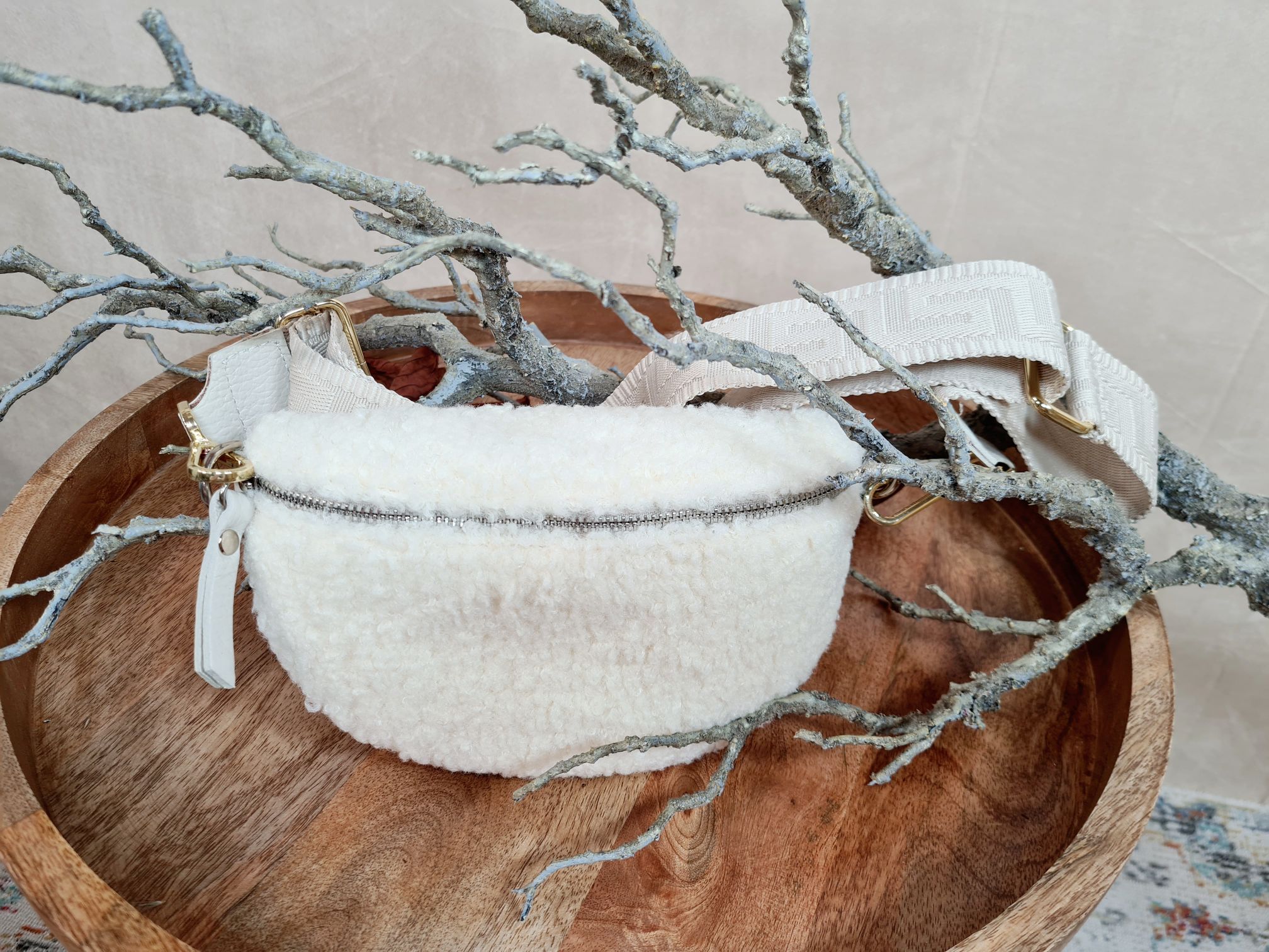 BAUCHTASCHE TEDDY S AURI CREME Umhängetasche mit Leder Made in Italy BAUCHTASCHE TEDDY S AURI CREME Umhängetasche mit Leder Made in Italy