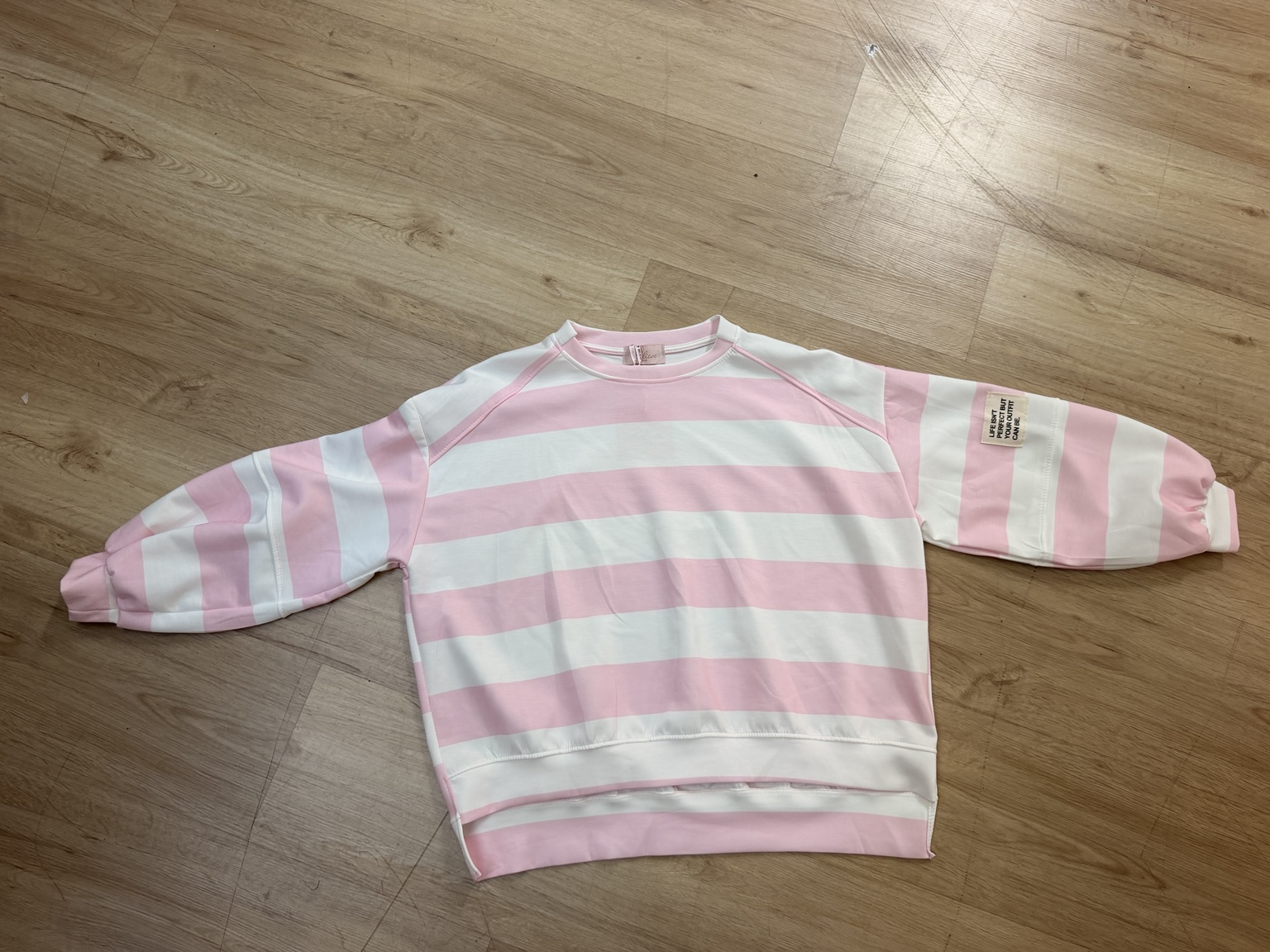 Sweater Butterstoff mit Blockstreifen & Patch I SW0070 I Made in Italy 34-42/44 Sweatshirt