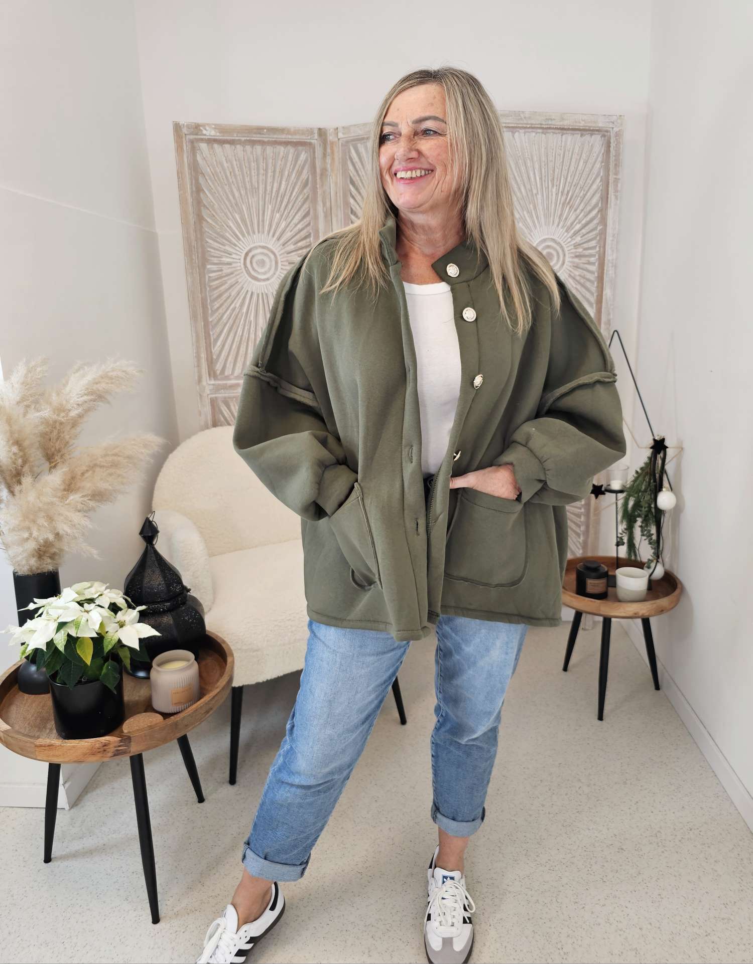 OVERSIZE SWEATSHIRT JACKE VERONA Made in Italy 34-46 Sweatshirtjacke OVERSIZE SWEATSHIRT JACKE VERONA Made in Italy 34-46 Sweatshirtjacke