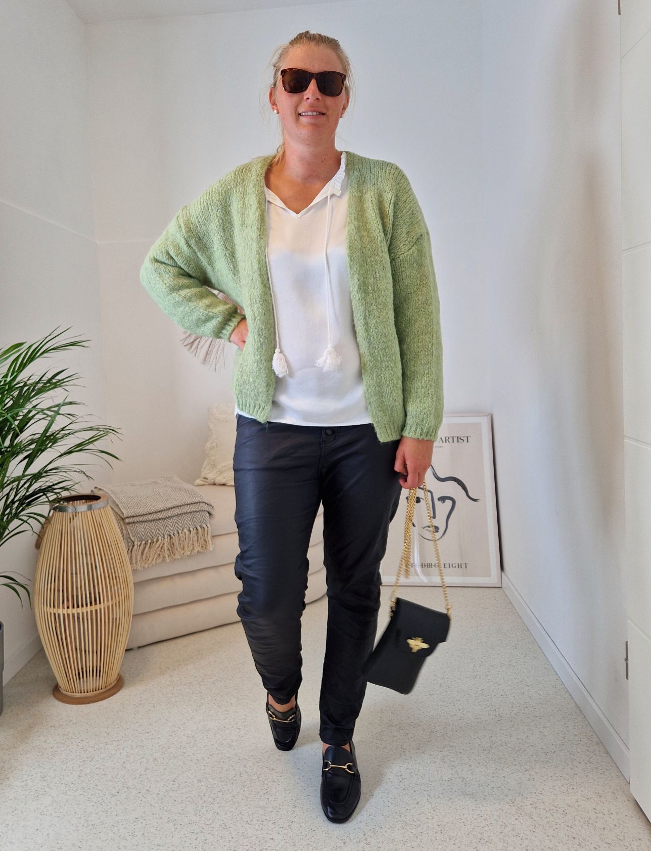 KNIT CARDIGAN MILLY GRÜN 34-42 Made in Italy kurze Strickjacke KNIT CARDIGAN MILLY GRÜN 34-42 Made in Italy kurze Strickjacke