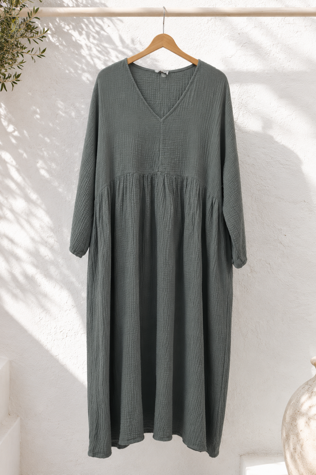 Musselin Kleid „Mombasa Uni“ – Made in Italy | 100 % Baumwolle | bis Gr. 44