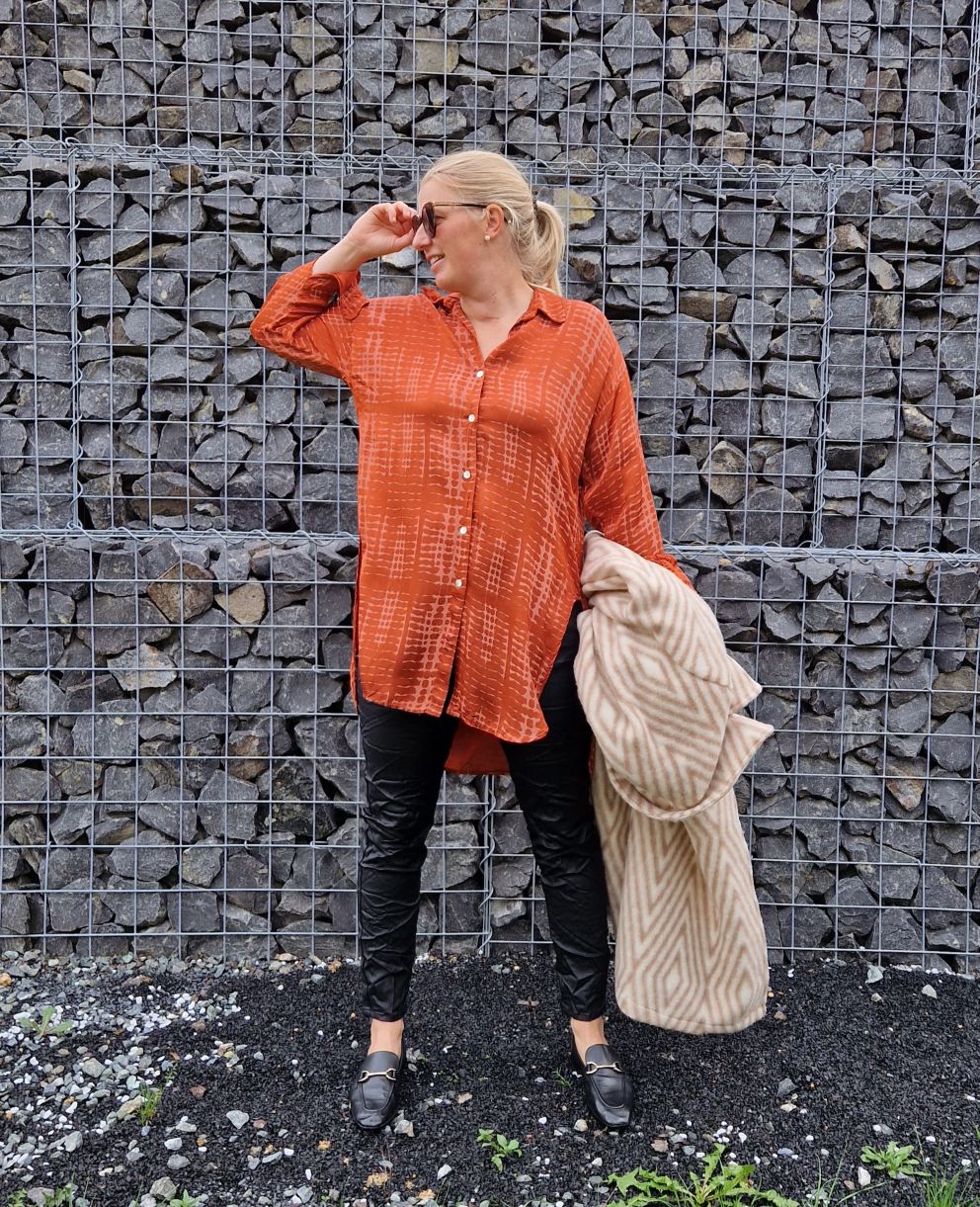 OVERSIZE BLUSE LUCY ROT 34-42 Made in Italy Seide Silk Longbluse Hemd OVERSIZE BLUSE LUCY ROT 34-42 Made in Italy Seide Silk Longbluse Hemd