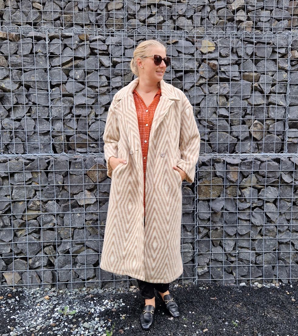 WOLL MANTEL MERLE STRIPES BEIGE 36-42 Made in Italy Winter Jacke Fleece Mantel COAT WOLL MANTEL MERLE STRIPES BEIGE 36-42 Made in Italy Winter Jacke Fleece Mantel COAT