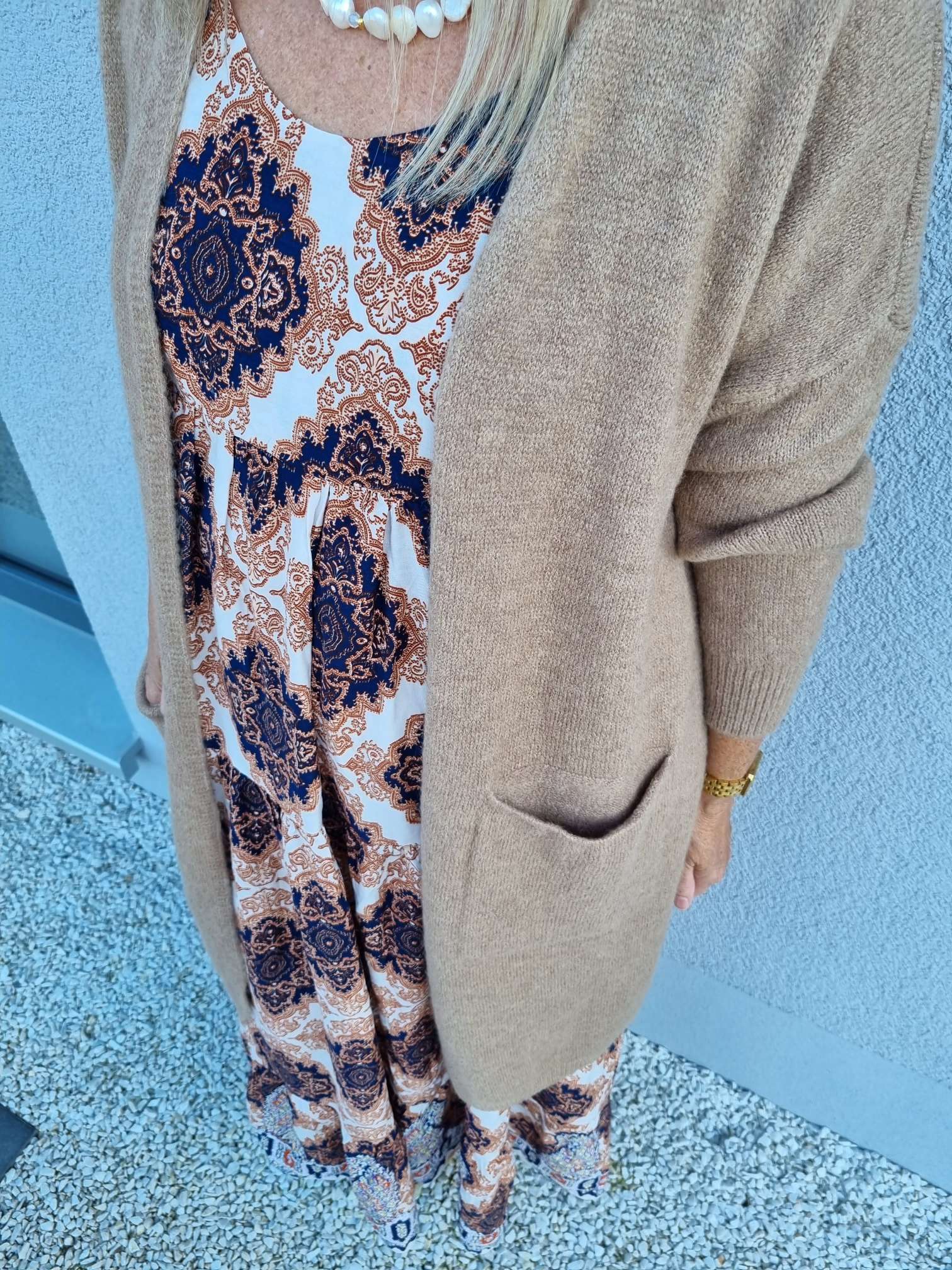 EDLER KNIT CARDIGAN TEODORA CAMEL Strick Jacke Mantel 34-42 Made in Italy EDLER KNIT CARDIGAN TEODORA CAMEL Strick Jacke Mantel 34-42 Made in Italy
