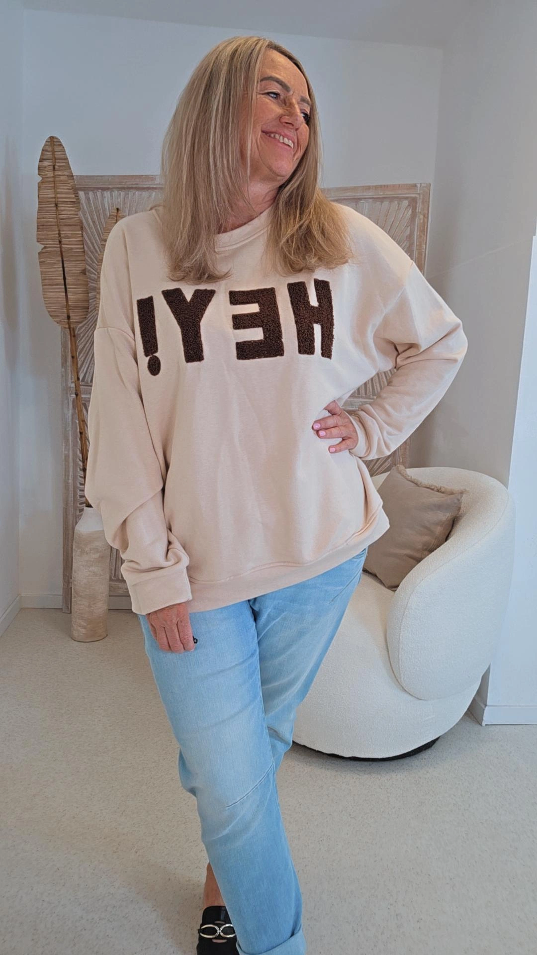 OVERSIZE SWEATER HEY Made in Italy 34-42/44 Langarm Sweatshirt