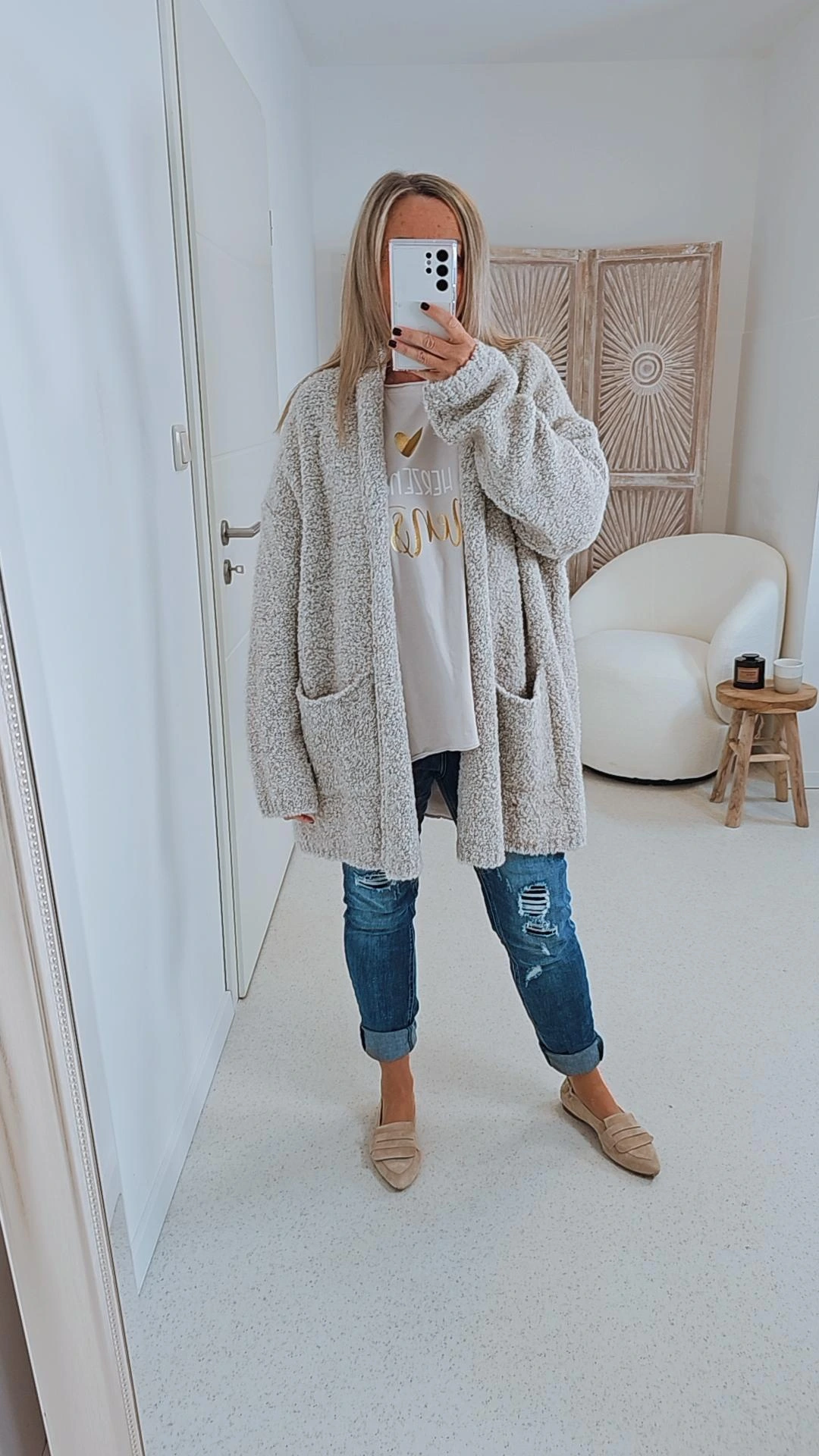 BOUCLE KNIT CARDIGAN MIRIAM SHORT 34-42 Made in Italy kurze Strick Jacke Oversize BOUCLE KNIT CARDIGAN MIRIAM SHORT 34-42 Made in Italy kurze Strick Jacke Oversize
