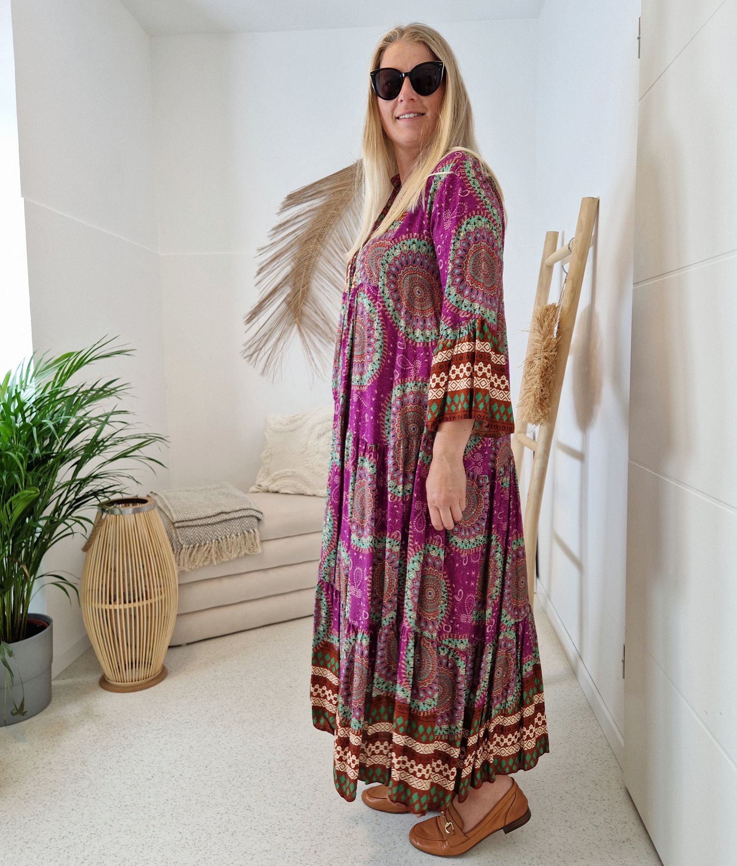 MAXI TUNIKA DRESS MICAELA PINK 34-42 Made in Italy langes Kleid Hängerchen Tunikakleid MAXI TUNIKA DRESS MICAELA PINK 34-42 Made in Italy langes Kleid Hängerchen Tunikakleid