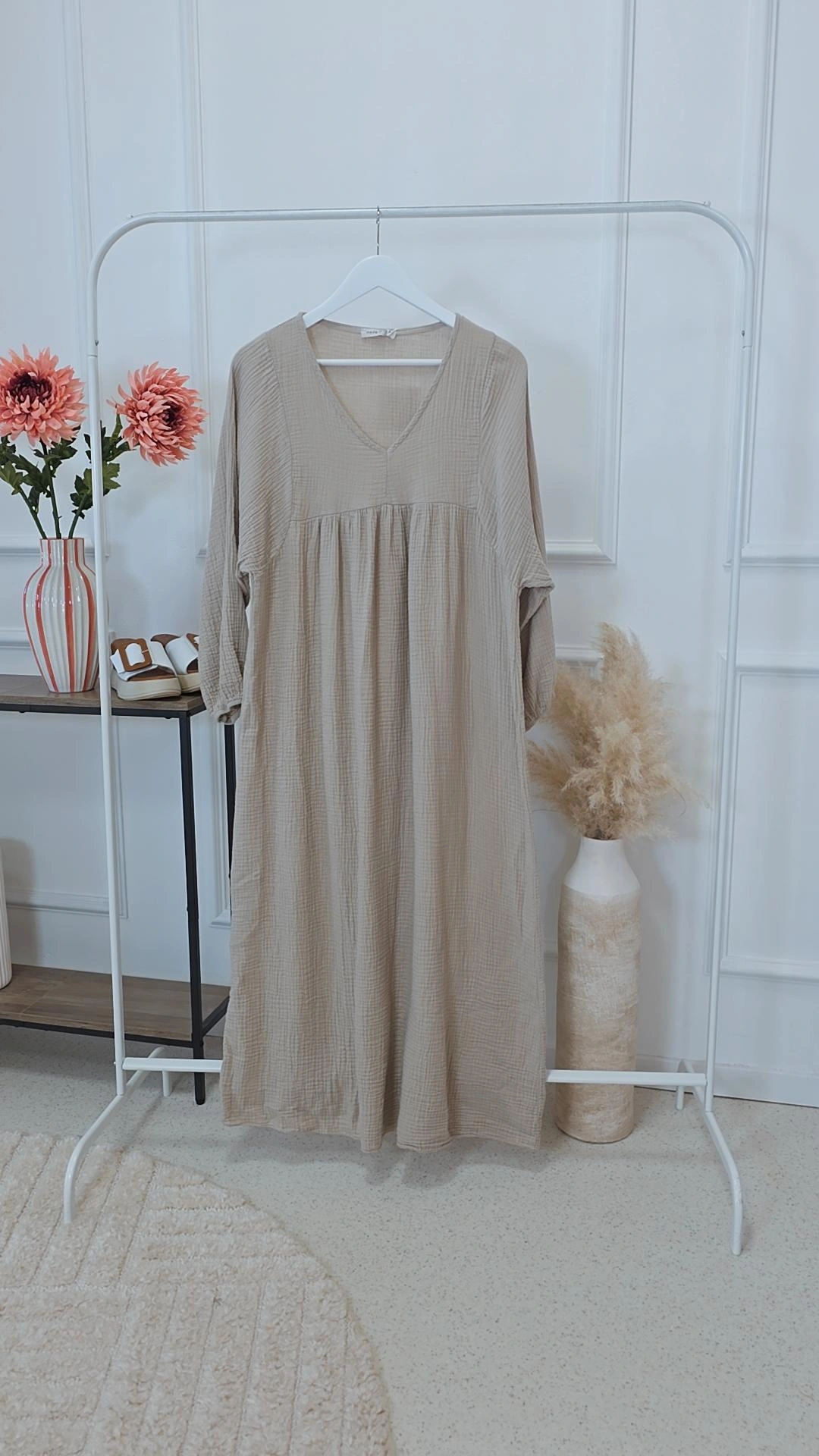 MUSSELIN MAXI DRESS PAROS NEW Made in Italy 34-44/46  Oversize Kleid