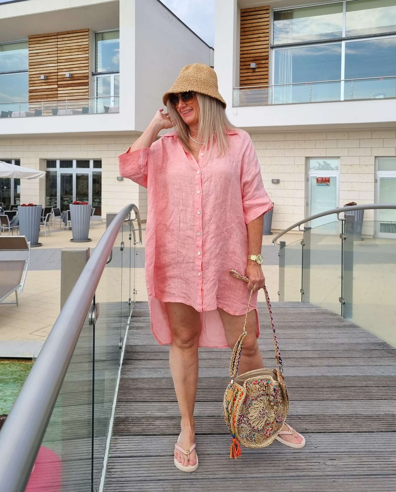 LINEN TUNIKA AREZZO LONG KORALLE Leinen Bluse Kleid Made in Italy 34-42 Longbluse LINEN TUNIKA AREZZO LONG KORALLE Leinen Bluse Kleid Made in Italy 34-42 Longbluse