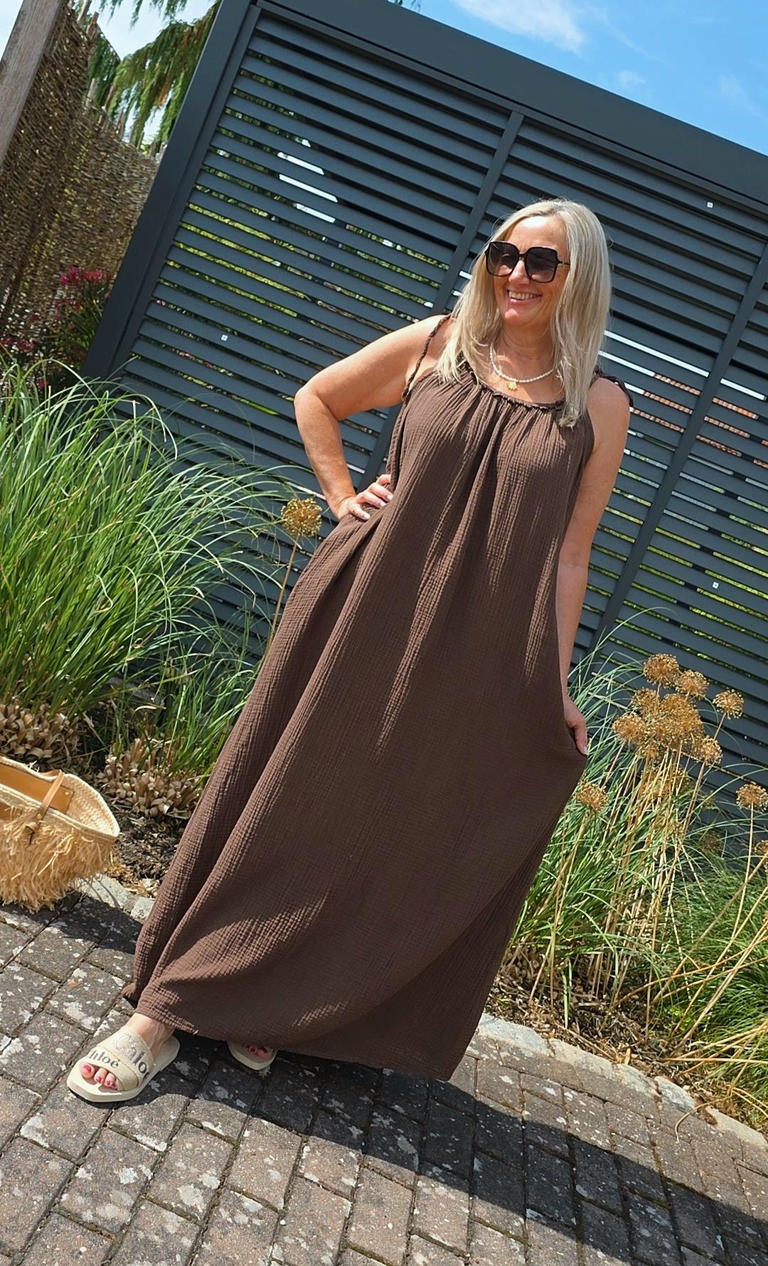 MUSSELIN SPAGHETTIKLEID FUERTE UNI Italystyle 36-44/46