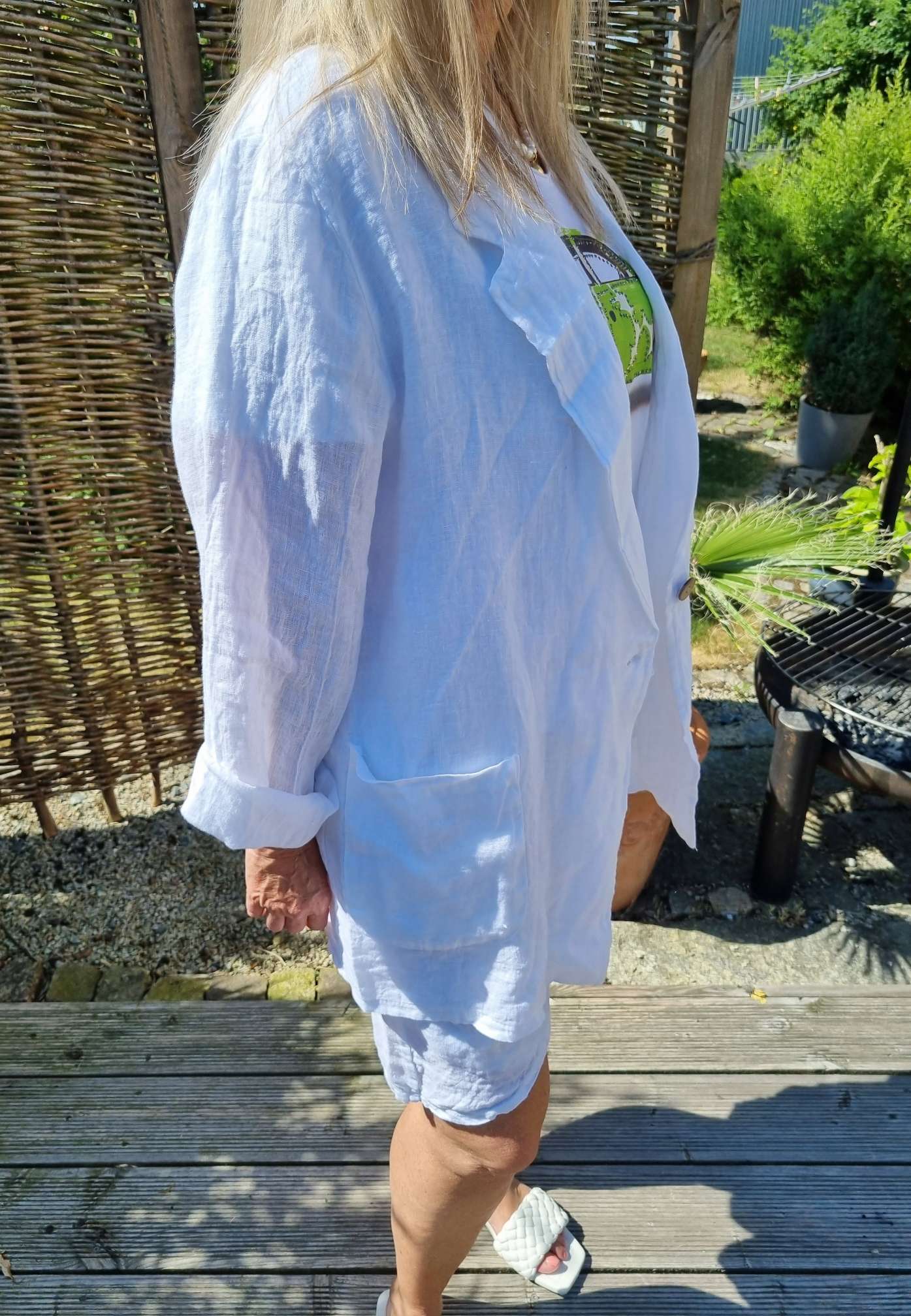 OVERSIZE LINEN BASIC BLAZER RIVA WEISS - Made in Italy Jacke Sakko Jacket LEINEN OVERSIZE LINEN BASIC BLAZER RIVA WEISS - Made in Italy Jacke Sakko Jacket LEINEN