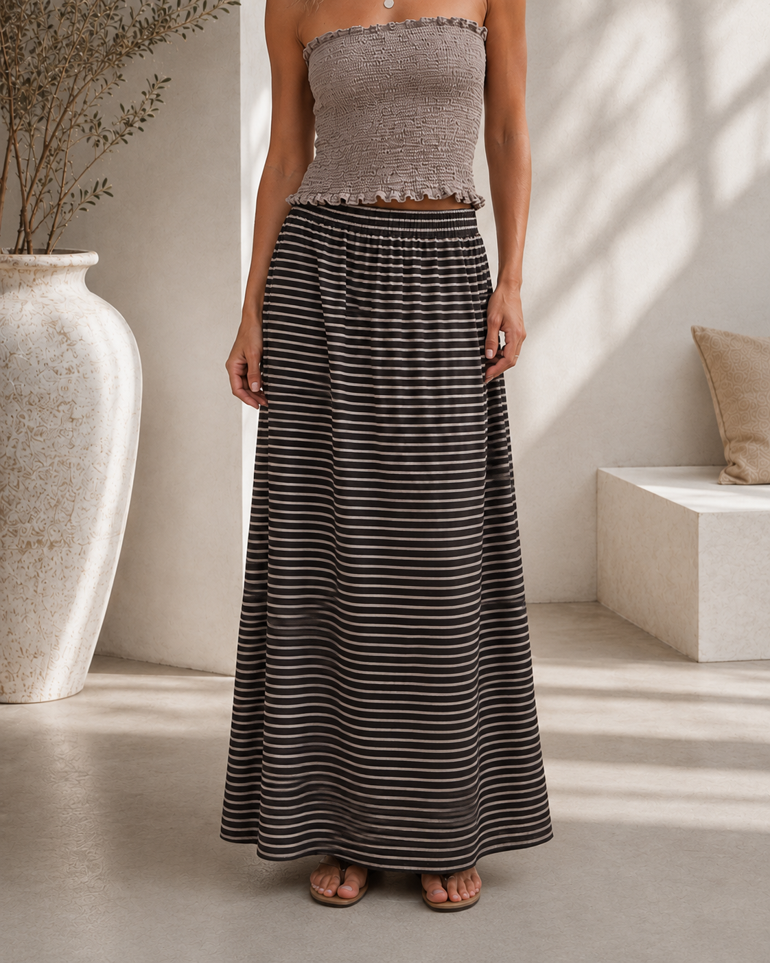 Maxirock Talea – gestreifter Lieblingsrock mit Seitenschlitzen Made in Italy 34-40/42 Skirt