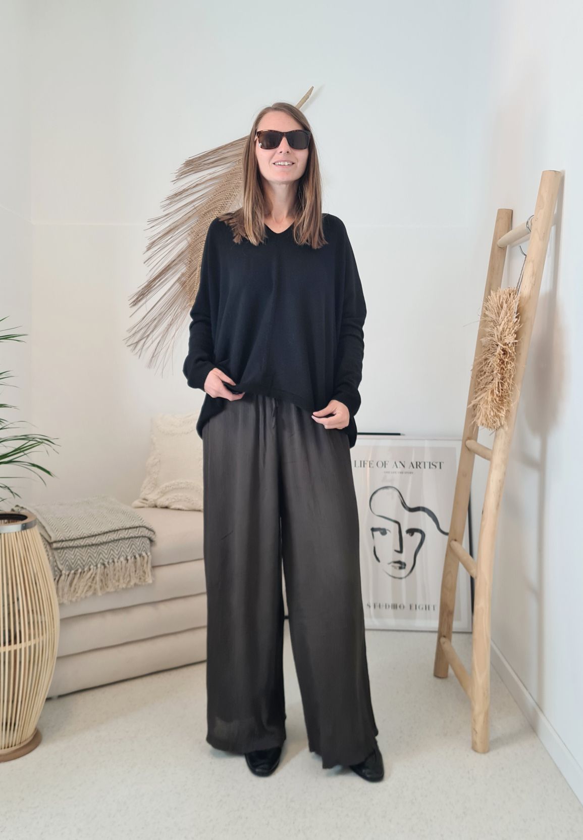 EDLE HOSE INESSA DUNKELBRAUN Viskose Hose Made in Italy Palazzohose PANT Musselin Art 34-40 EDLE HOSE INESSA DUNKELBRAUN Viskose Hose Made in Italy Palazzohose PANT Musselin Art 34-40