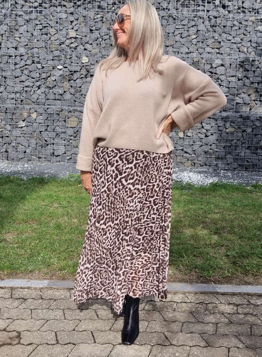 PLISSEE SKIRT SARABI LEO CREME Midi Rock Made in Italy 34-40 PLISSEE SKIRT SARABI LEO CREME Midi Rock Made in Italy 34-40