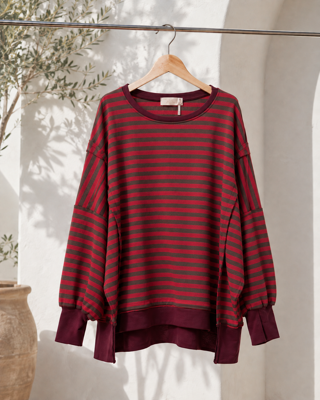 Sweater Charly mit Raw-Cut Details Stripes Made in Italy 34-44/46