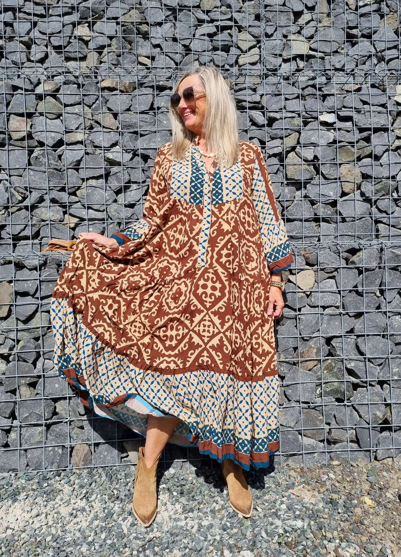 MAXI TUNIKA DRESS IRINA BRAUN 34-42 Made in Italy langes Kleid Hängerchen Tunikakleid MAXI TUNIKA DRESS IRINA BRAUN 34-42 Made in Italy langes Kleid Hängerchen Tunikakleid