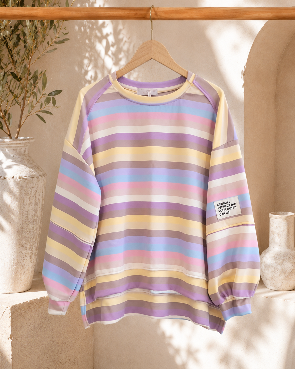 Sweatshirt „Ottavia“ – Streifen-Look | Made in Italy | passend bis ca. Gr. 42/44