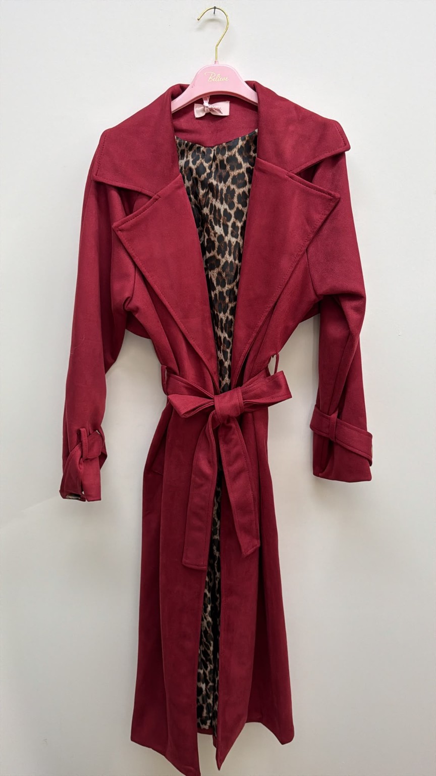 Tansania – Trenchcoat Mantel in Velourleder-Optik mit Leo-Futter | Made in Italy