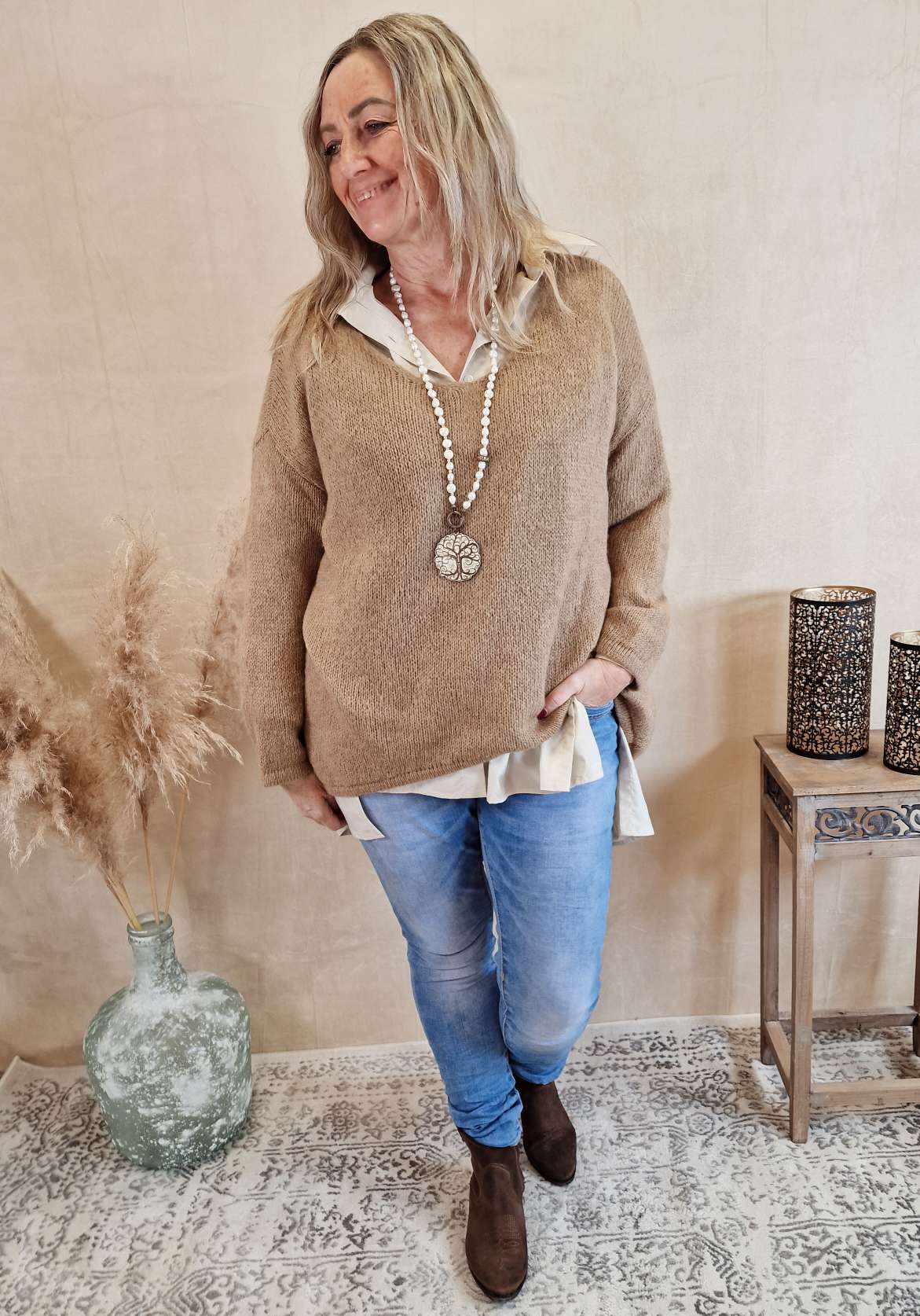 OVERSIZE KNIT SWEATER SIERRA edler Strickpullover Pullover 34-42/44 Vokuhila Made in Italy versch. Farben