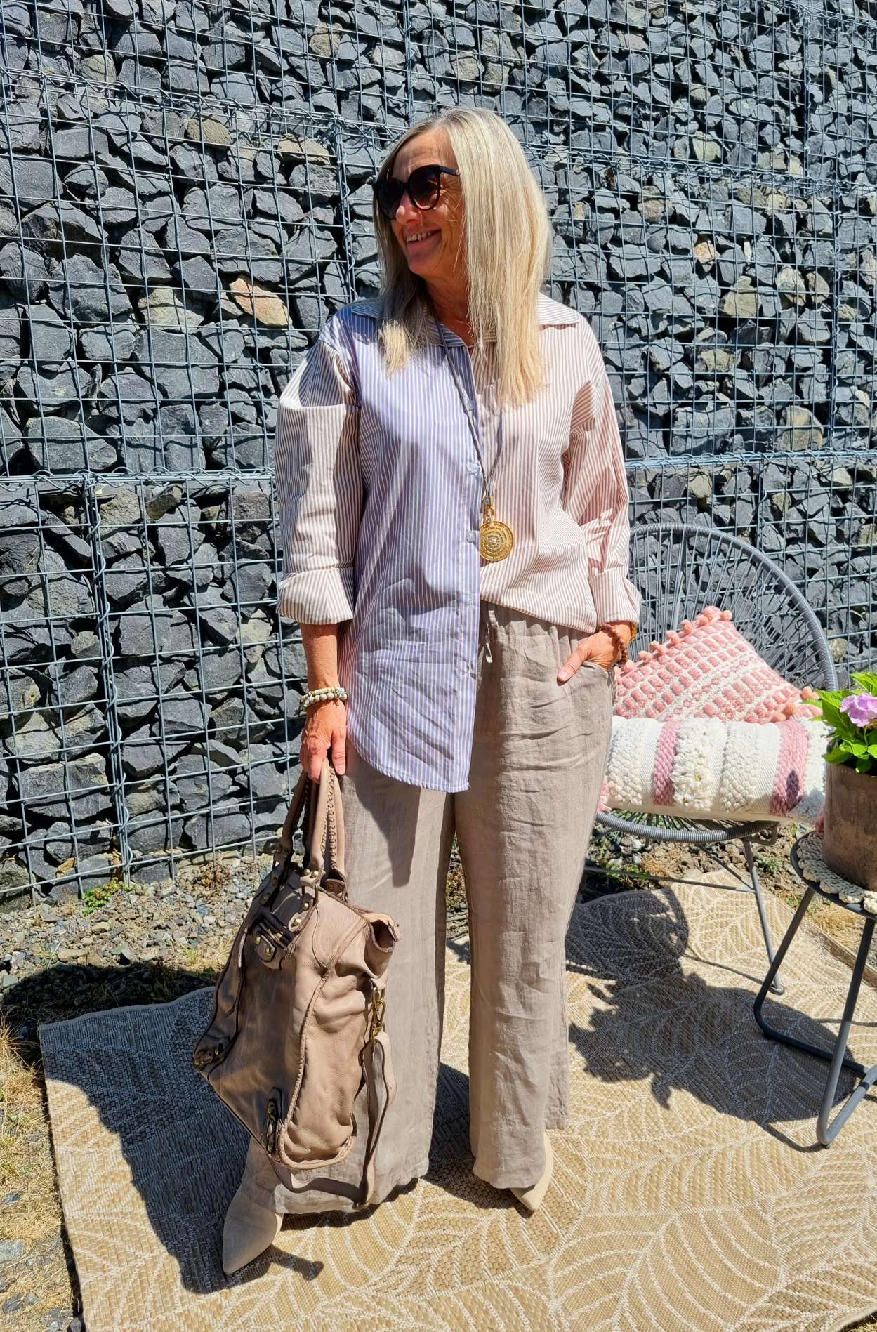 LINEN MARLENE PANT BRIGITTE TAUPE Pocket 34-42 Made in Italy weite Leinen Hose mit Taschen LINEN MARLENE PANT BRIGITTE TAUPE Pocket 34-42 Made in Italy weite Leinen Hose mit Taschen